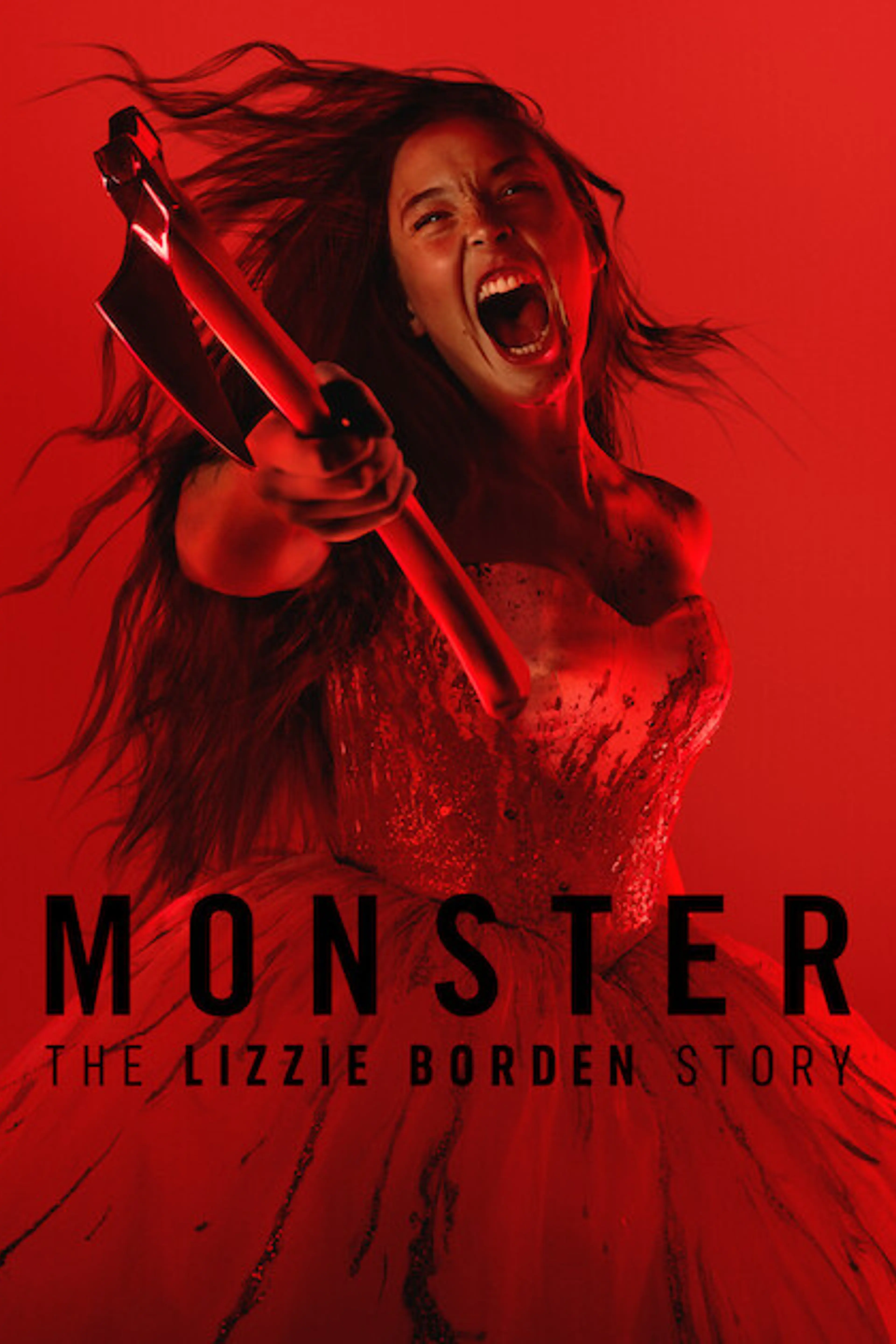 Netflix poster for Monster: The Lizzie Borden Story showing Ella Beatty as Lizzie Borden holding an axe.