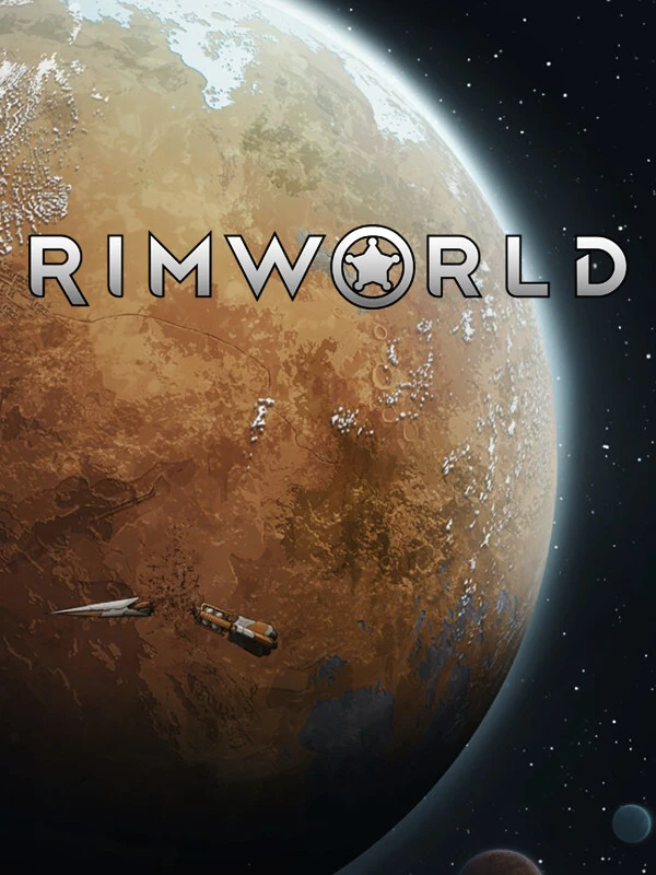 Official RimWorld cover showing a distant planet and small ships beneath the native RimWorld title.