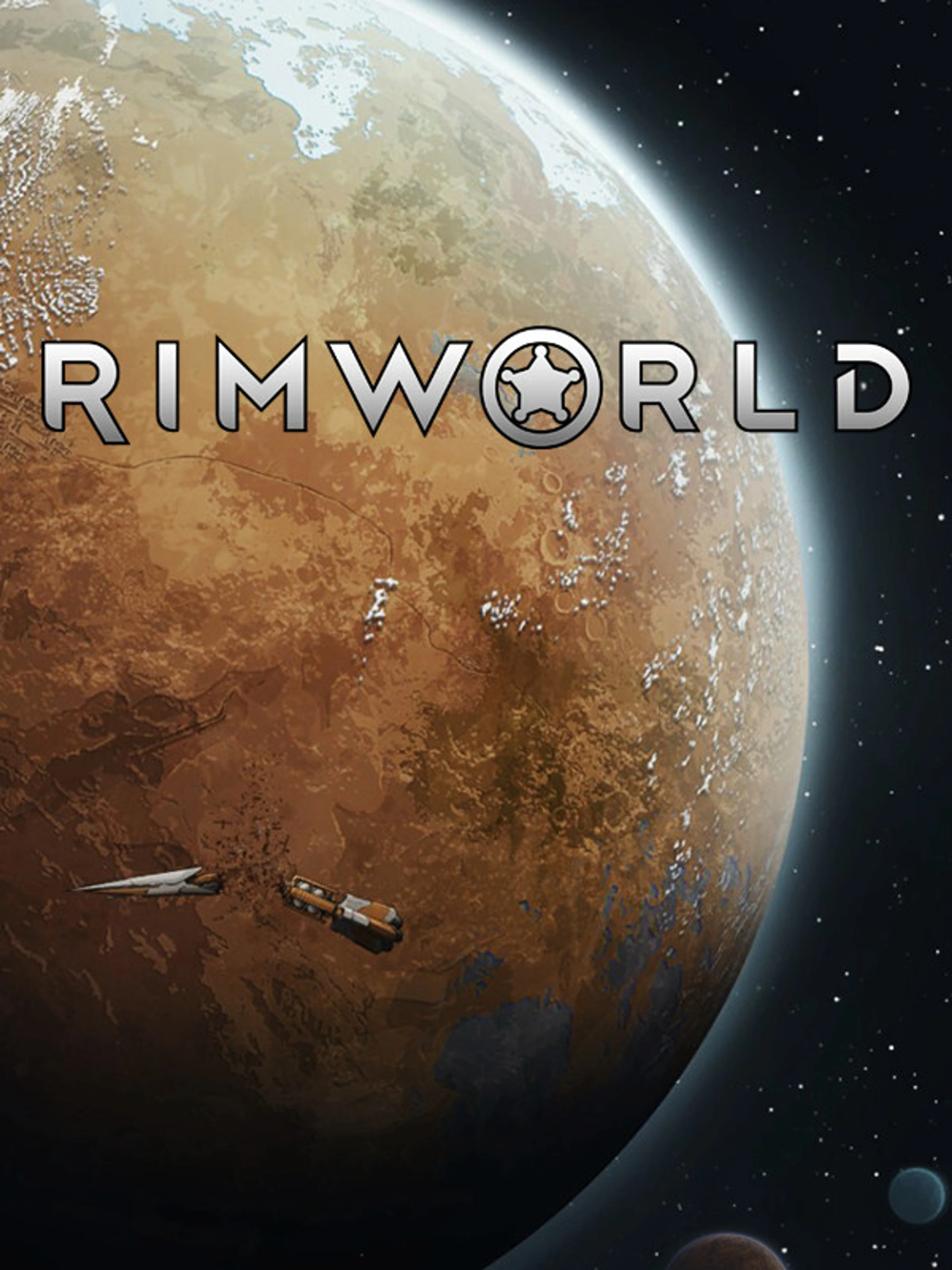 Official RimWorld cover showing a distant planet and small ships beneath the native RimWorld title.
