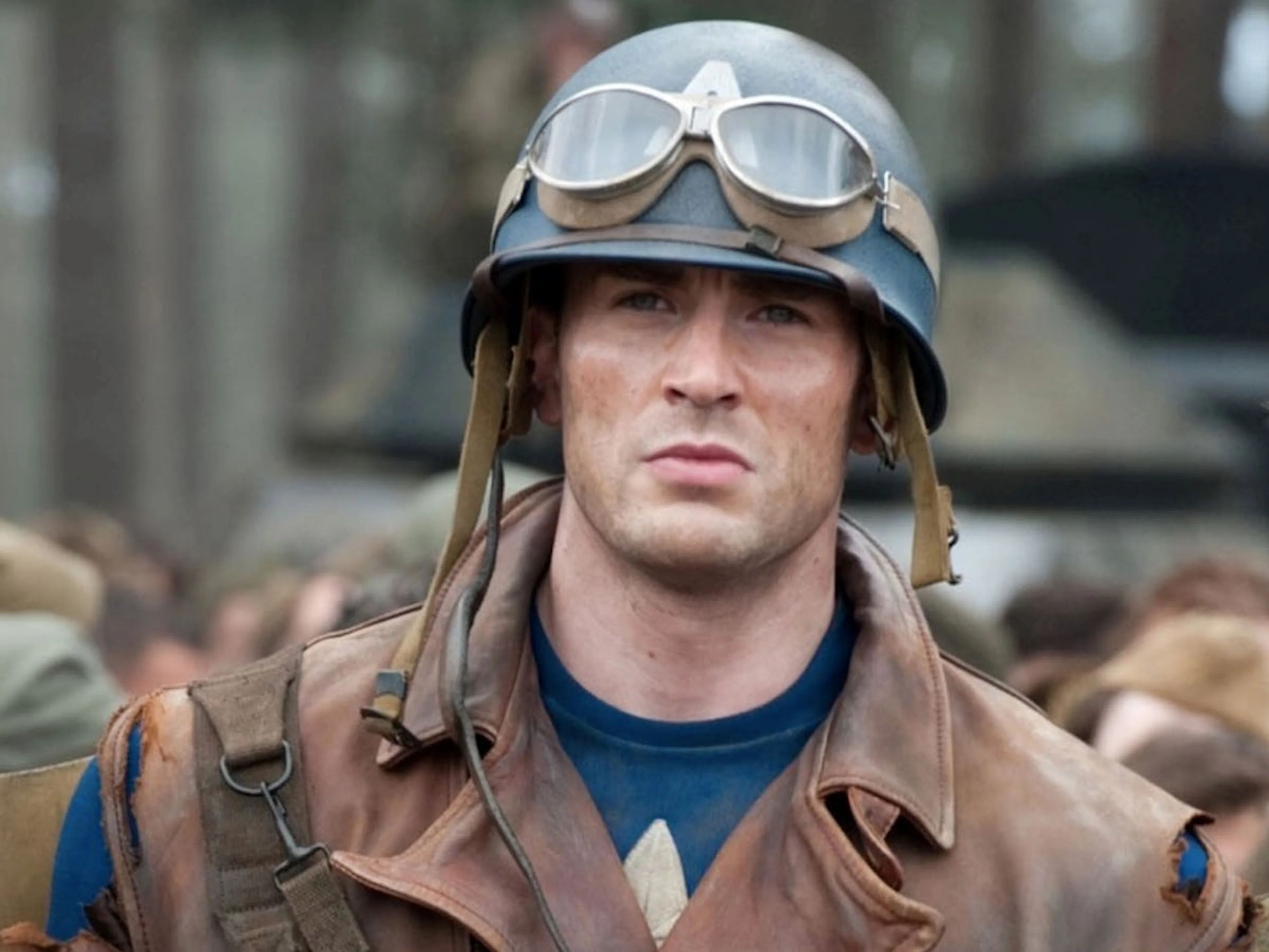 Chris Evans as Captain America in Captain America: The First Avenger.