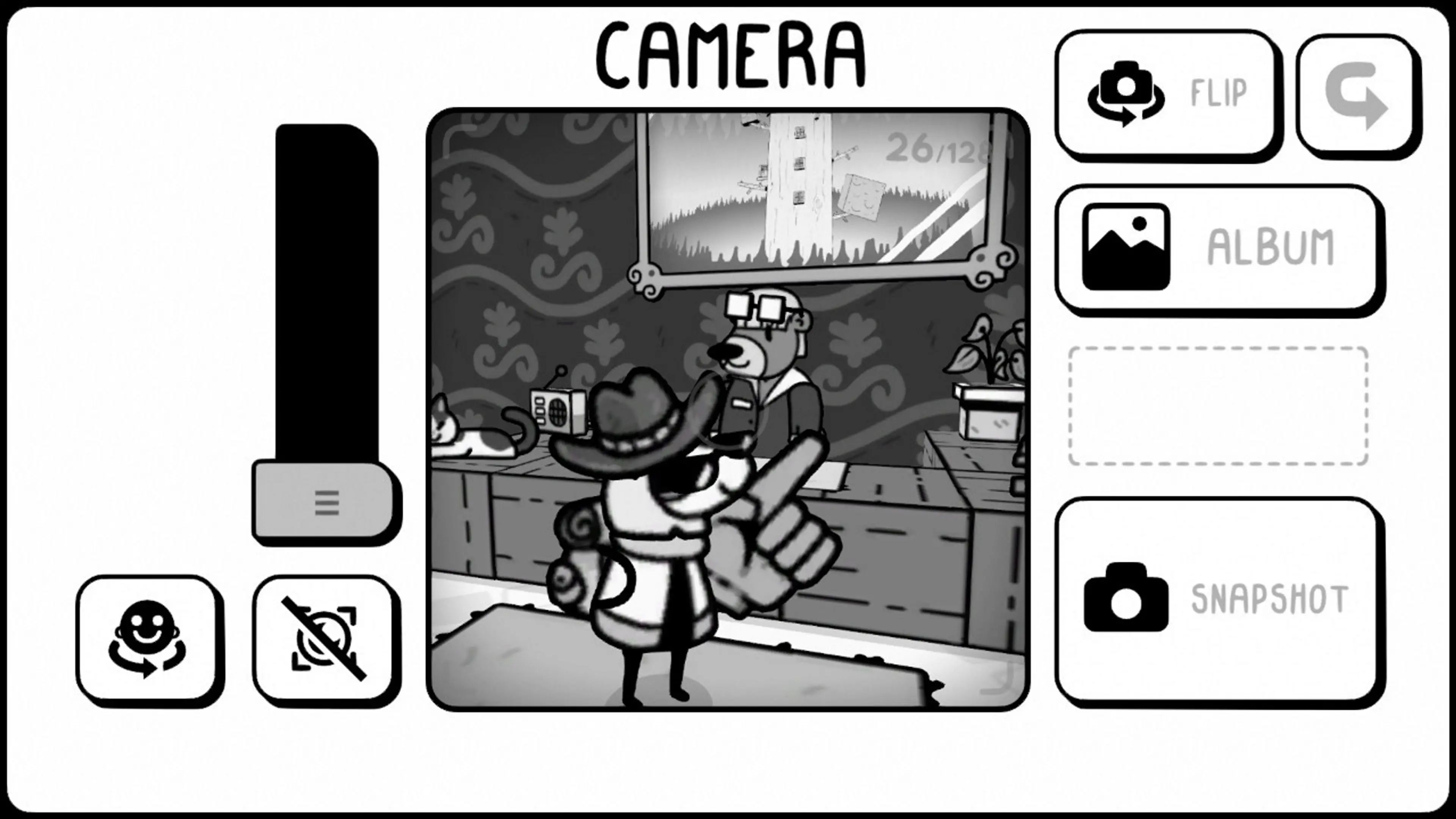 The camera framing a character riding a motorcycle in TOEM.