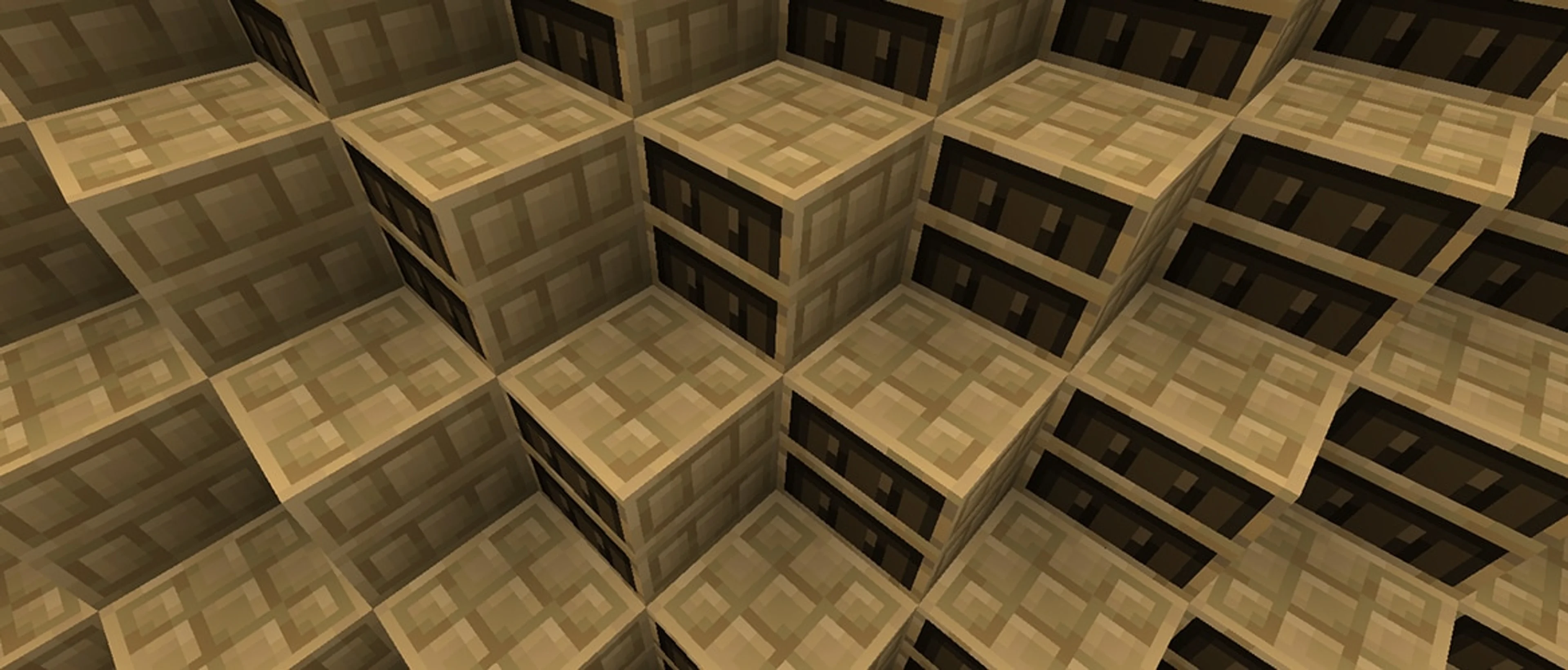 Chiseled bookshelves filled with books inside a Minecraft room.