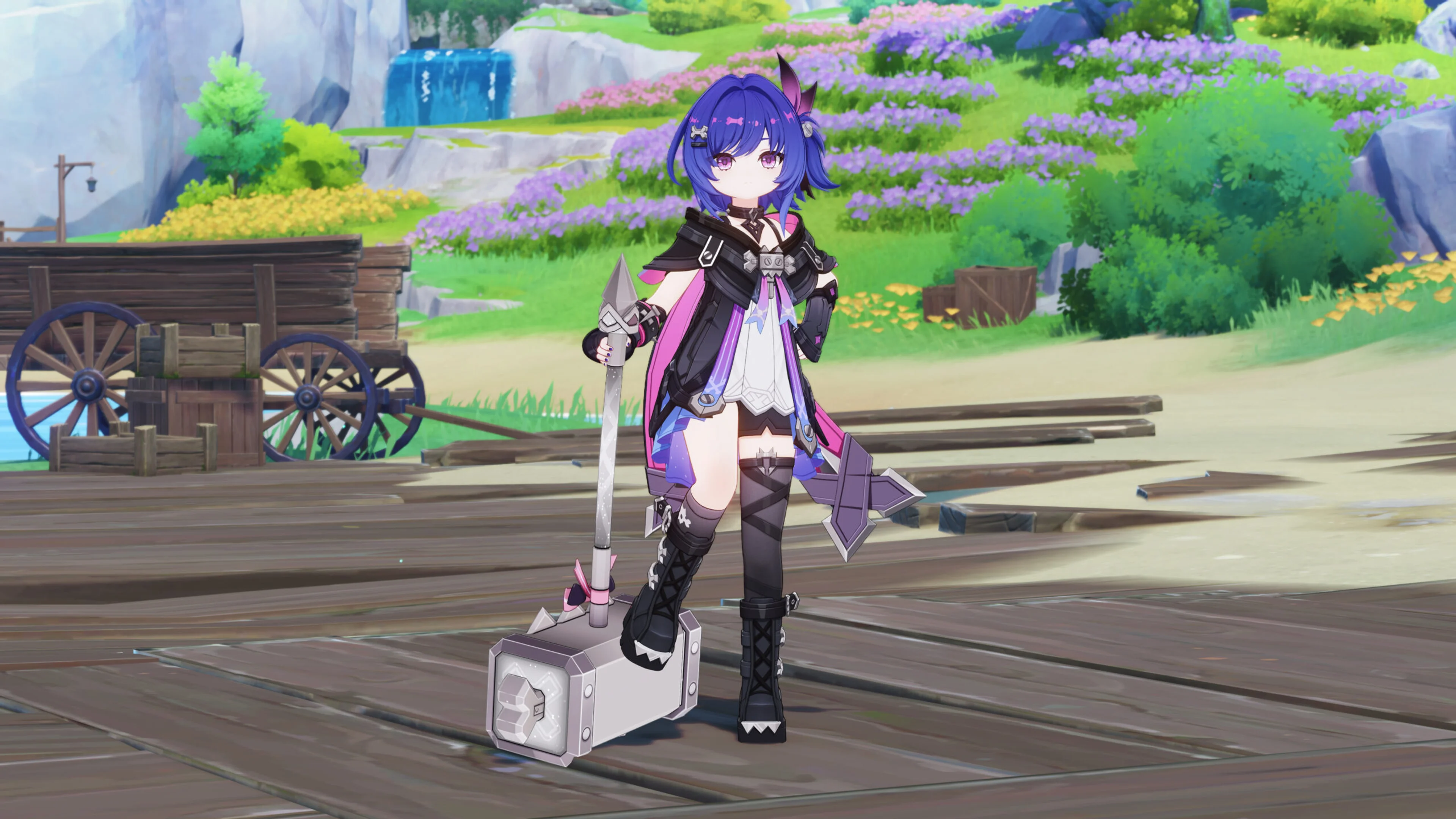 Prune standing with her weapon in Genshin Impact