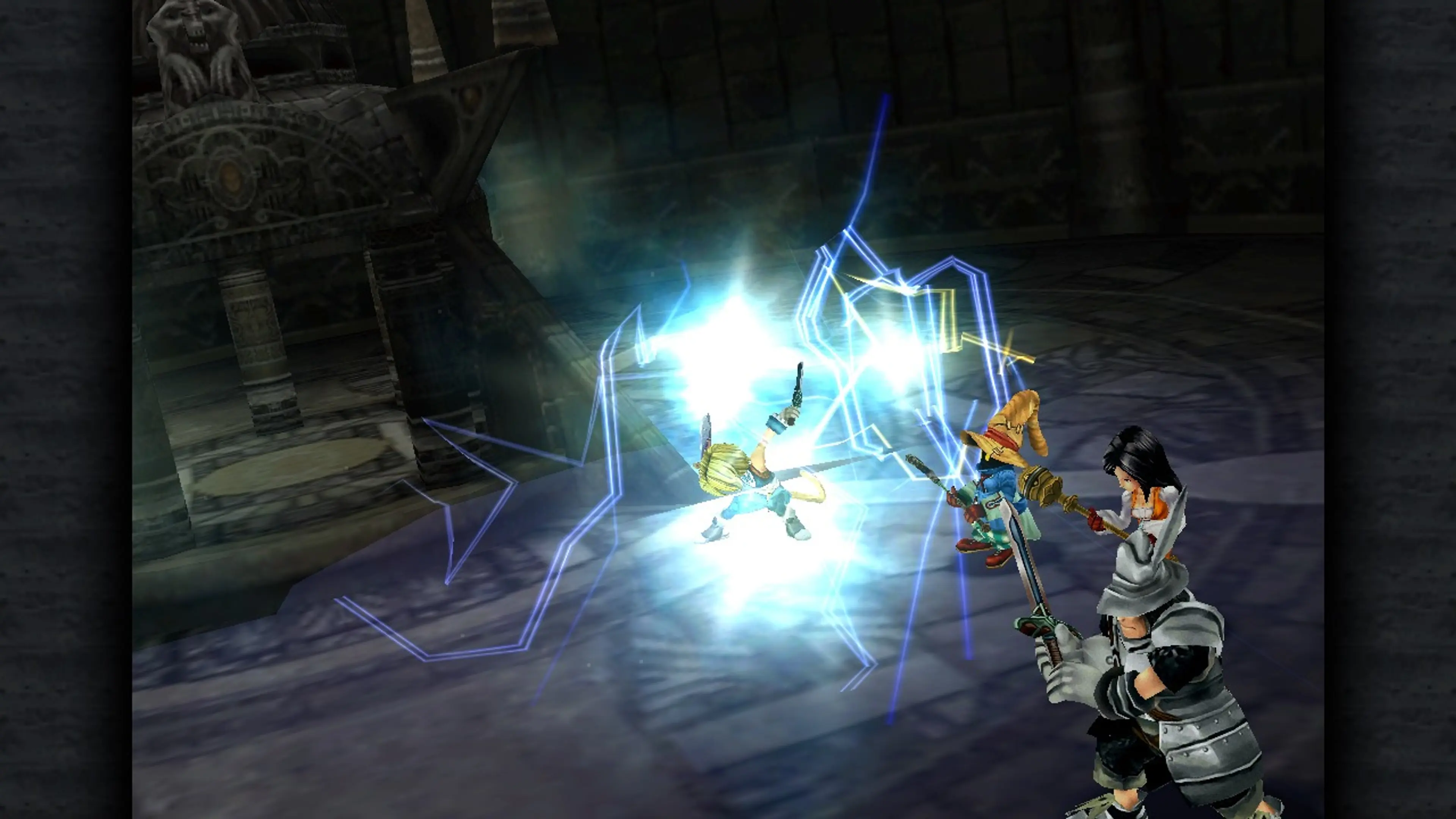 A battle in the PC re-release of Final Fantasy IX.