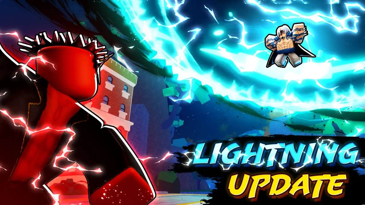 Official Blox Fruits combat artwork showing a character using the Lightning rework.