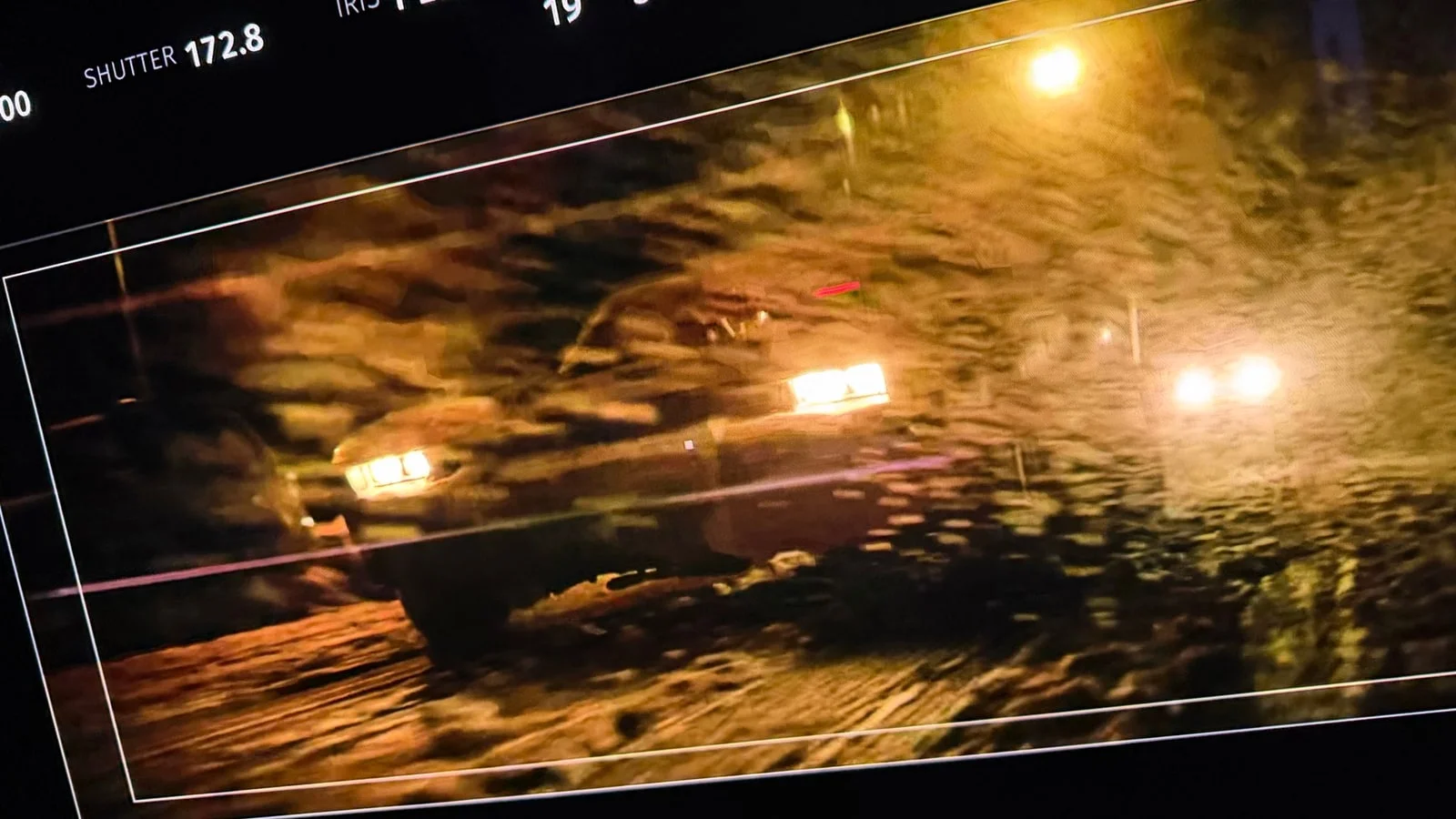 The Batmobile drives through a snowy scene in Matt Reeves’ official camera-test image.