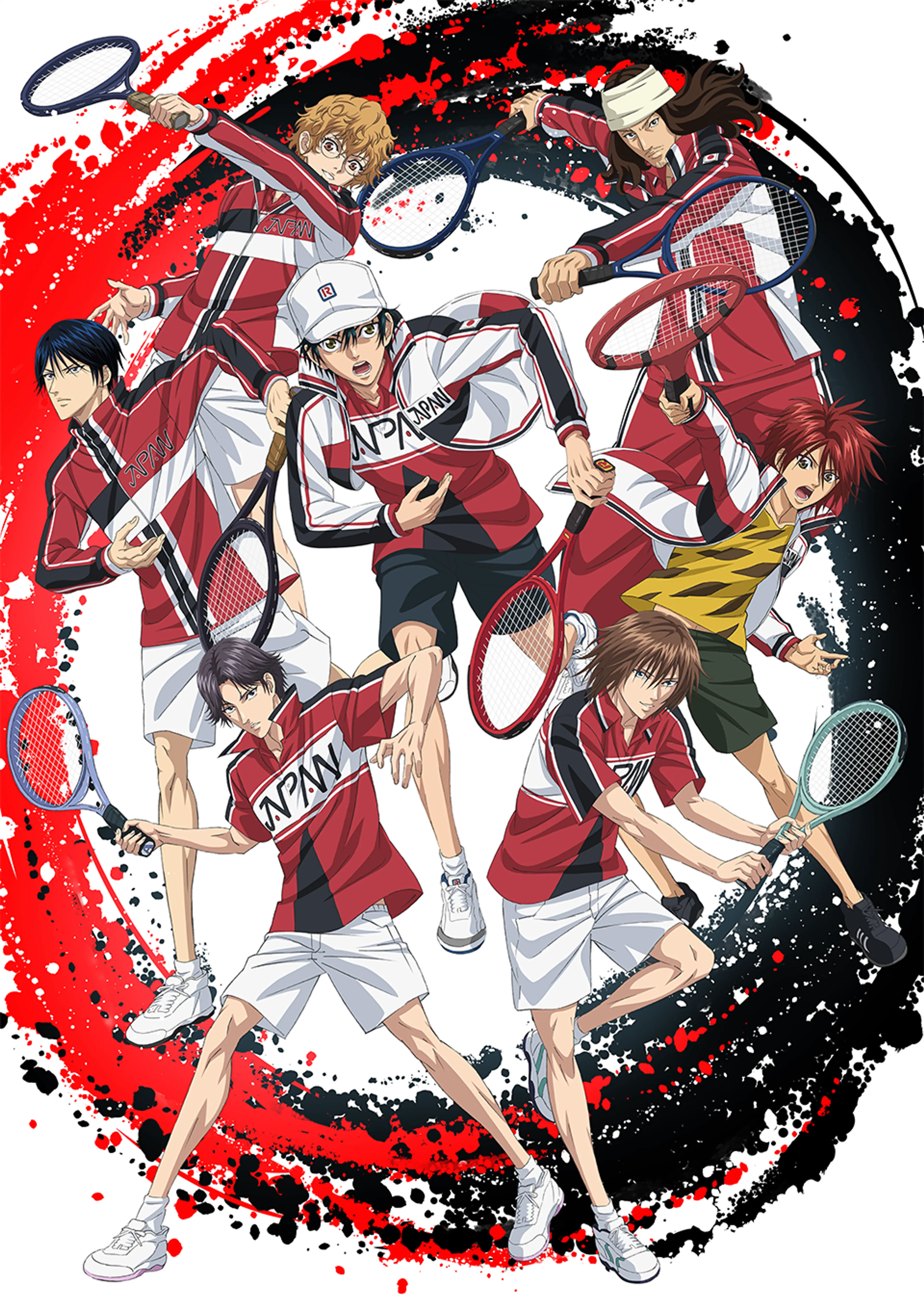 Official artwork of Japan’s U-17 tennis players in action.
