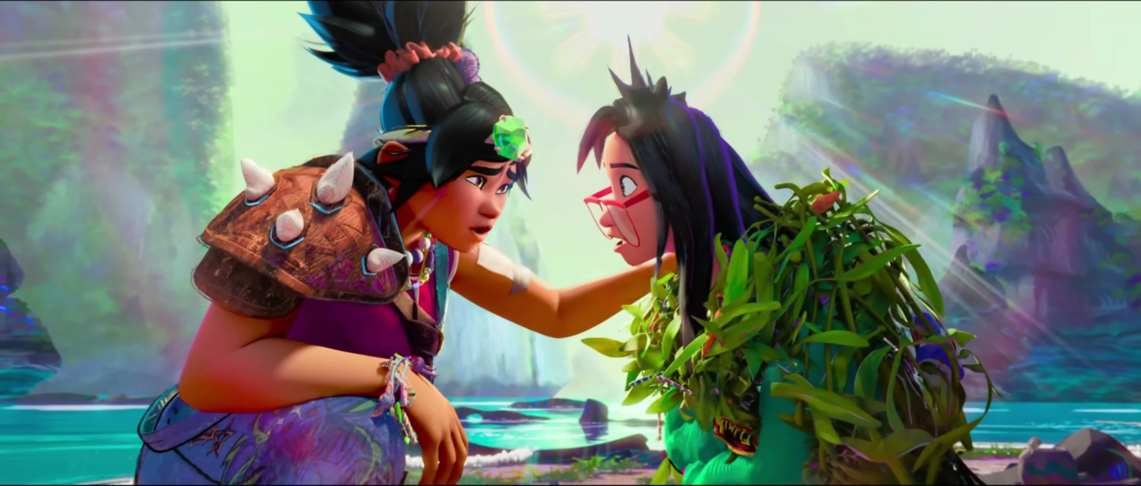 Jo and Raissa stand together in Forgotten Island.