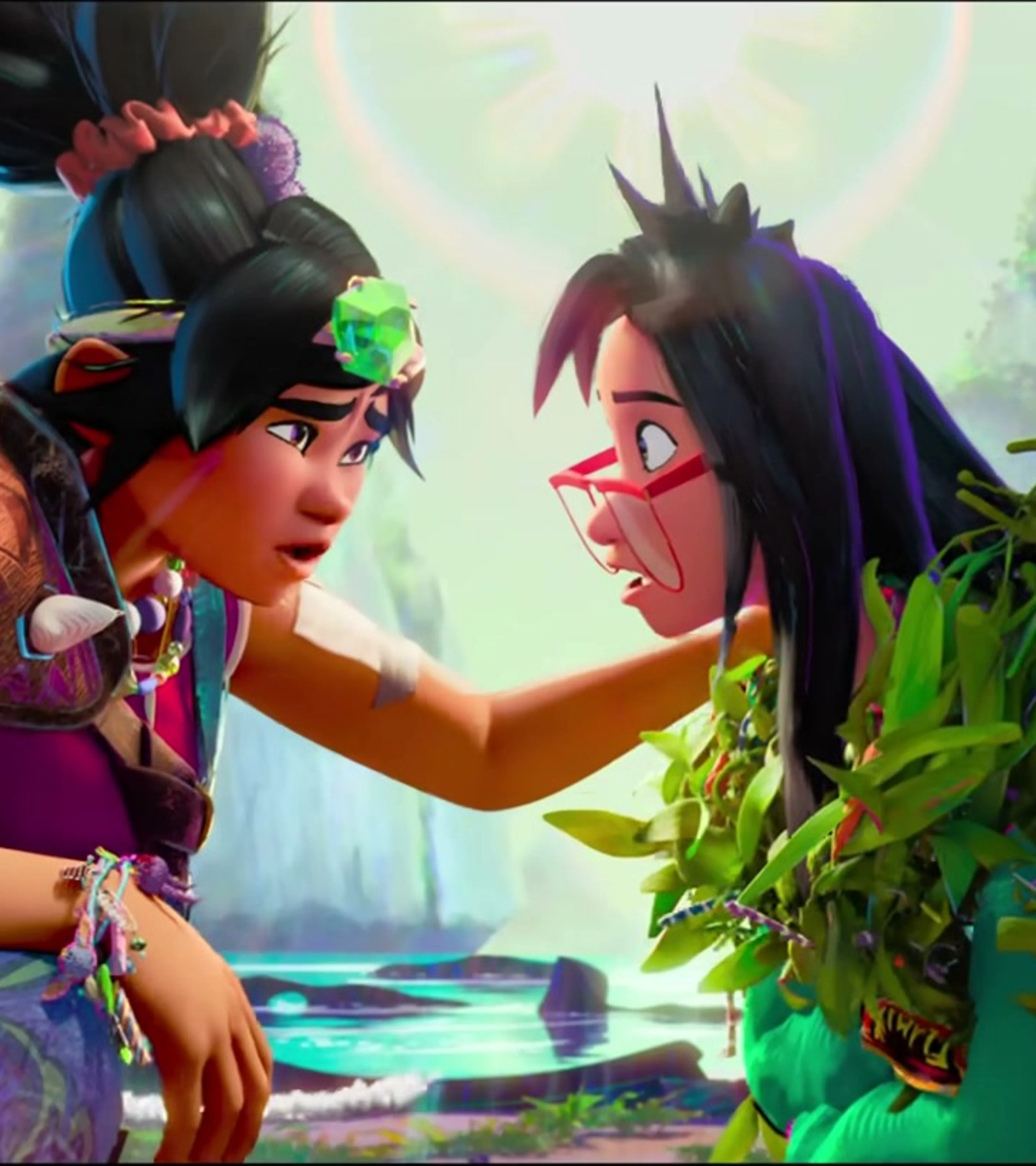 Jo and Raissa stand together in Forgotten Island.