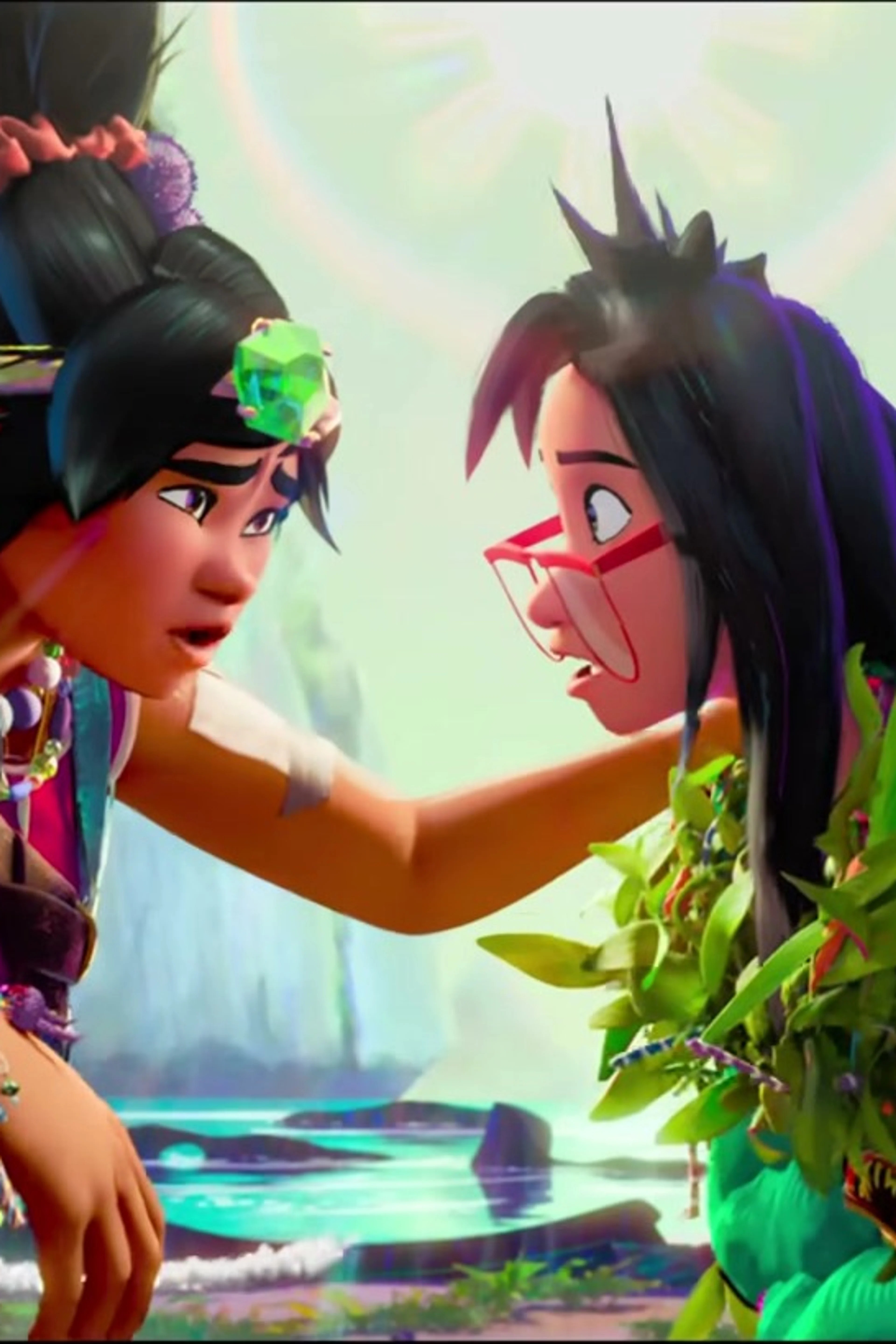 Jo and Raissa stand together in Forgotten Island.