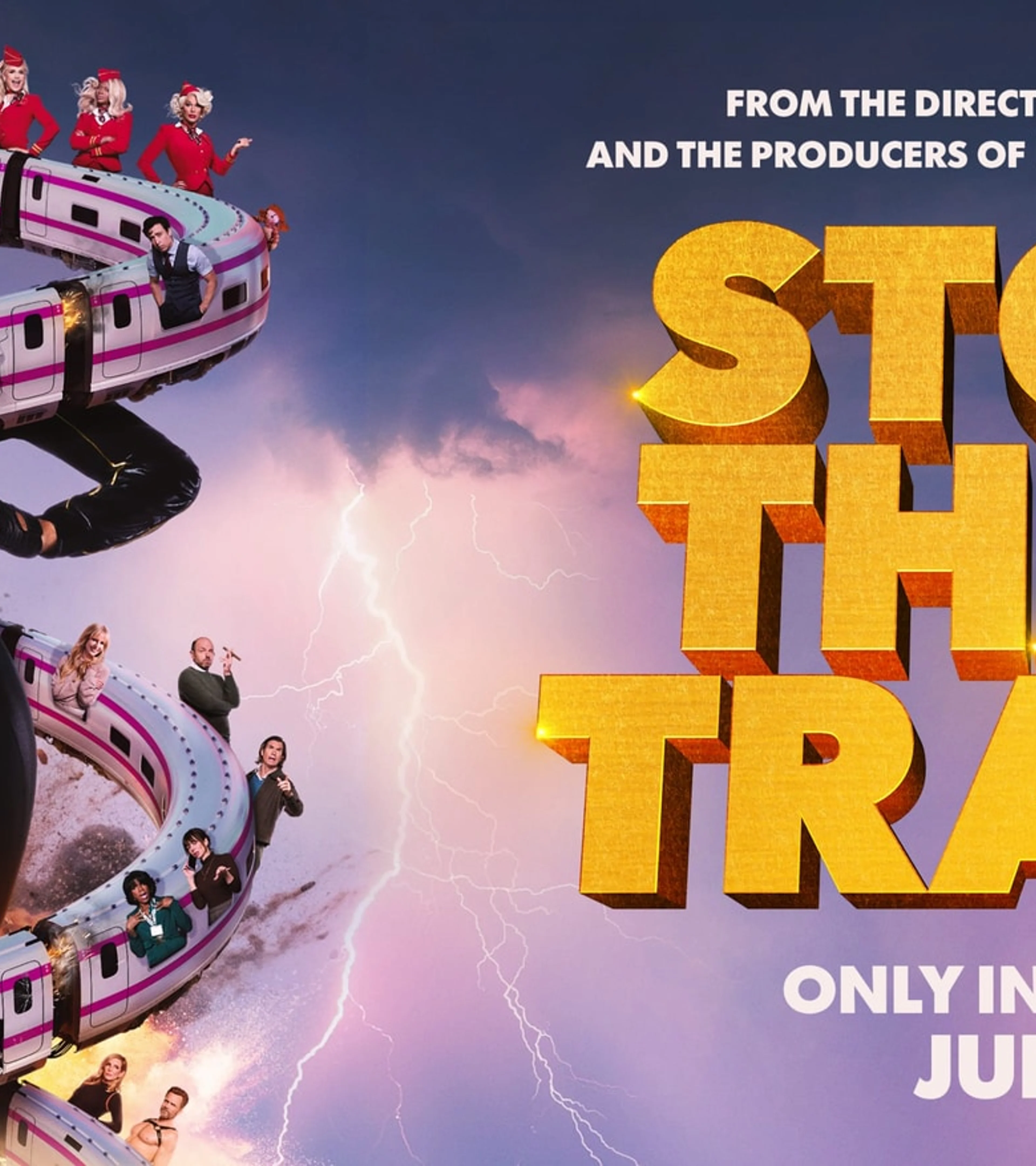 Official Stop! That! Train! promotional artwork with the film title and train cast.