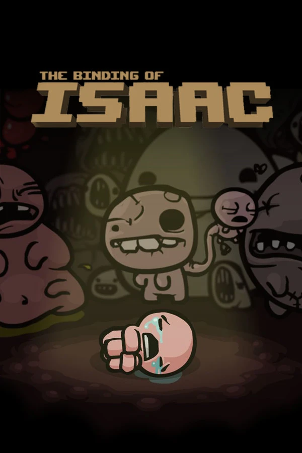 Official portrait cover for the original The Binding of Isaac Steam game, with its native logo, crying Isaac and cartoon monsters.
