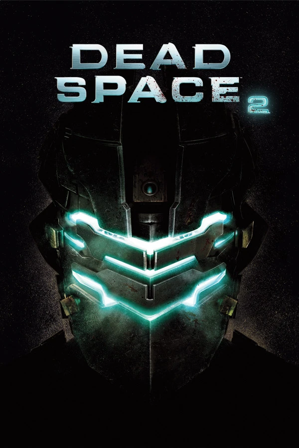 Official Dead Space 2 cover with Isaac Clarke’s dark helmet, glowing blue visor and native game title.