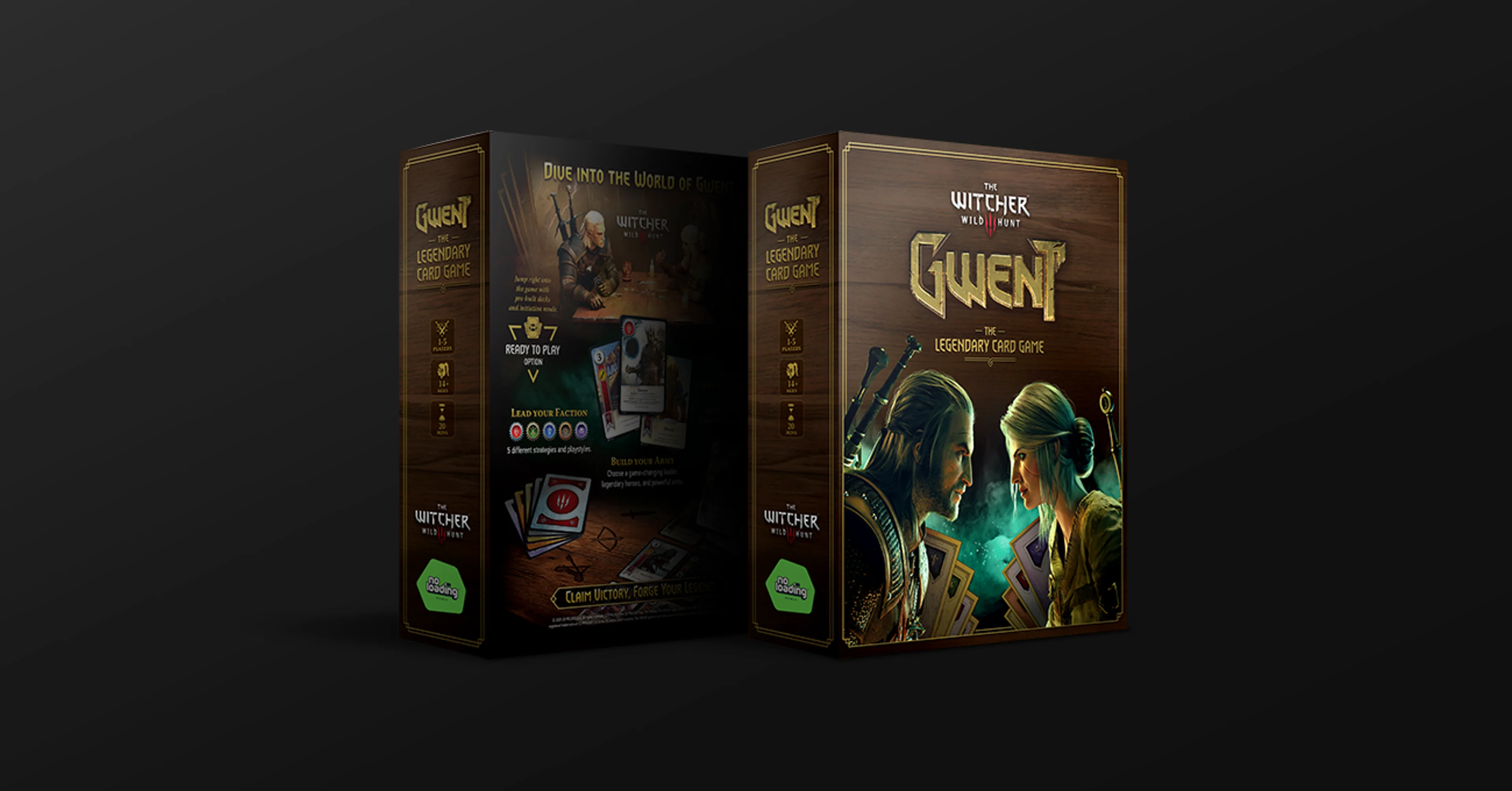 The official physical Gwent card game box and cards based on The Witcher 3 minigame.