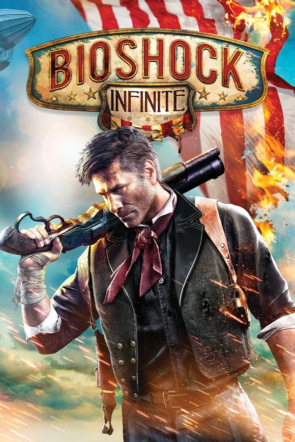 Official BioShock Infinite cover showing Booker DeWitt and the game logo.