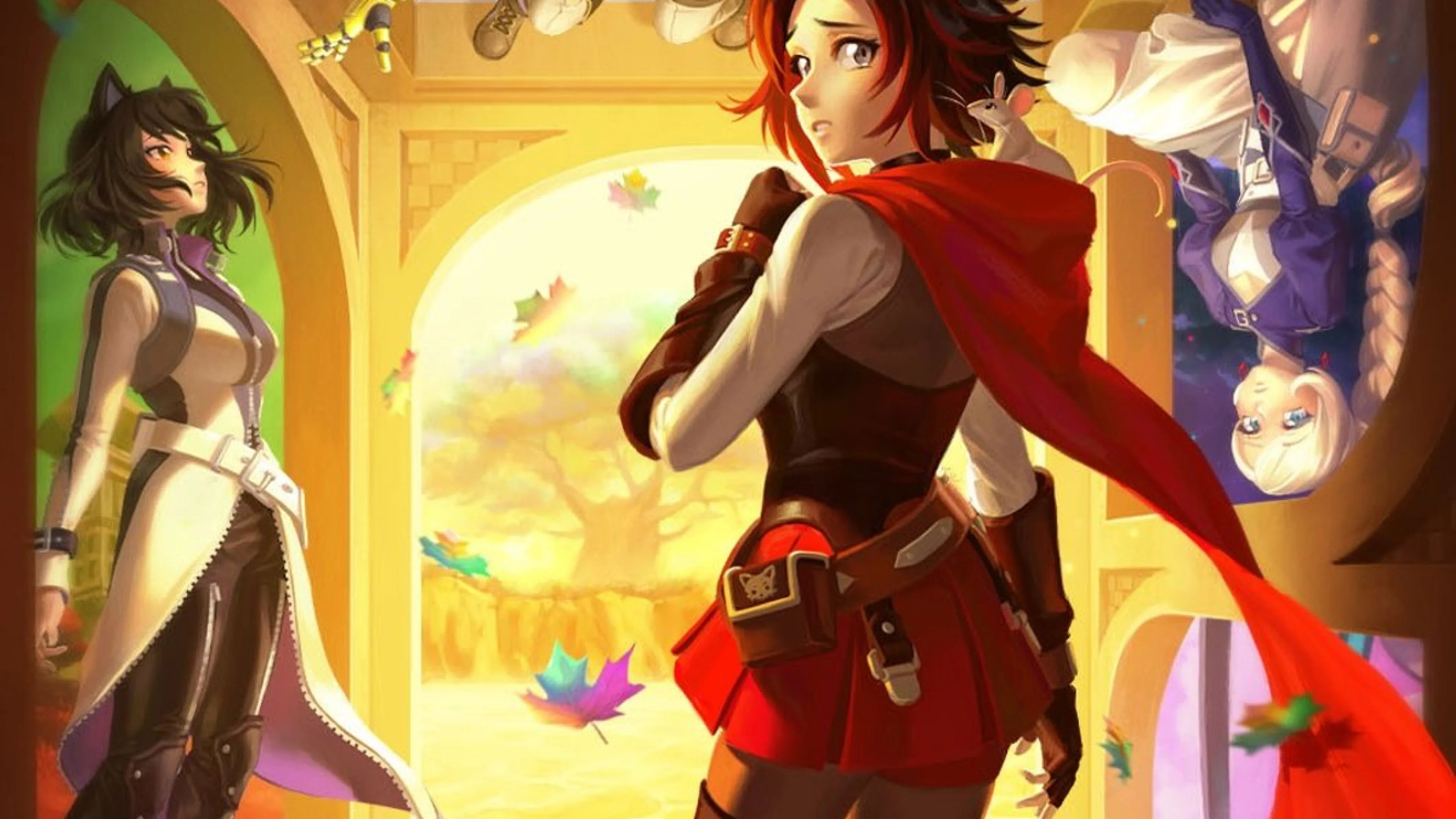 Ruby Rose stands with Team RWBY in clean official promotional artwork from the series.