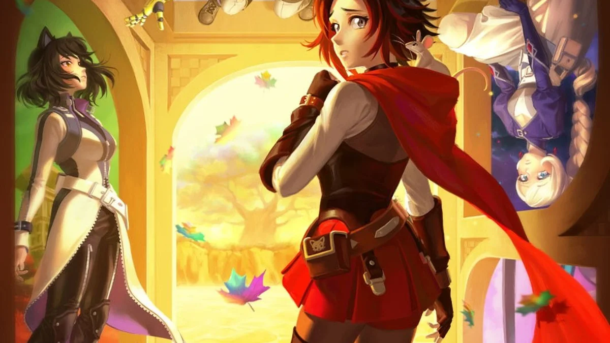 Ruby Rose stands with Team RWBY in clean official promotional artwork from the series.
