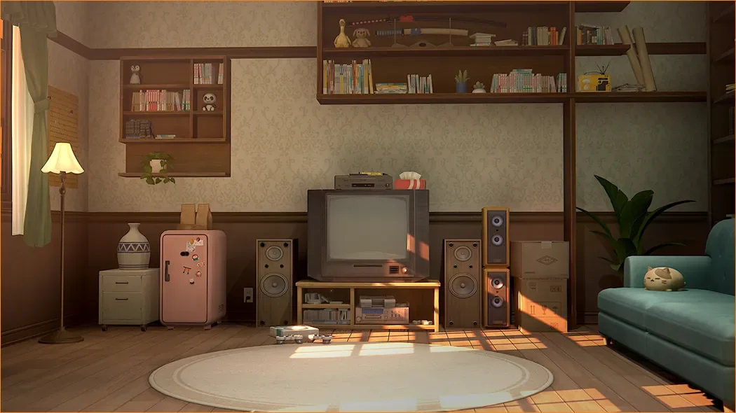 A warm interior space from the official FAREIDOLIA artwork represents the group's Twilight Hall base.