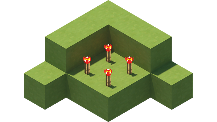 An official Minecraft mob farm tutorial showing the first stage of a redstone collection build.