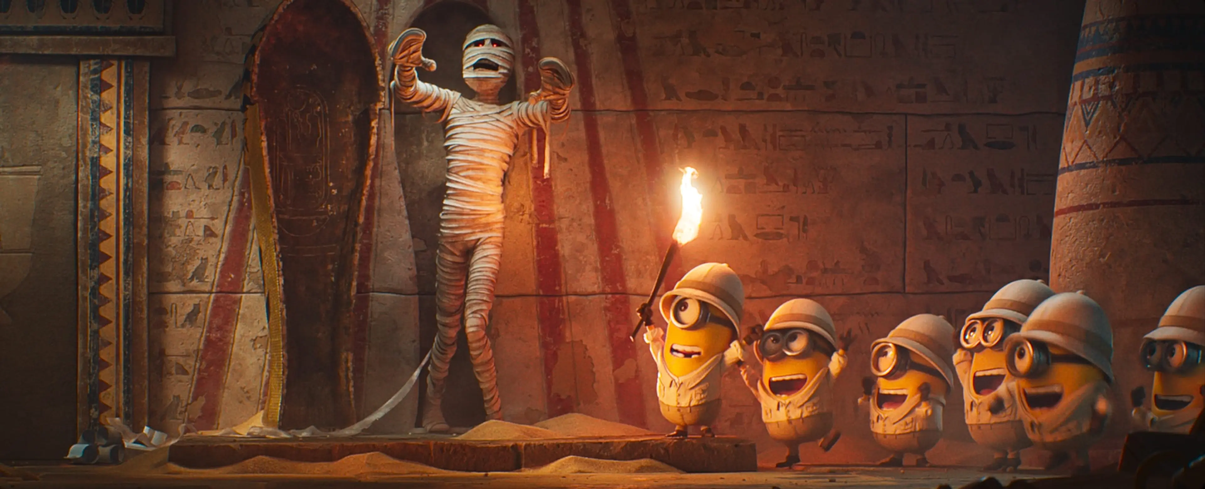 Minions cause chaos on an Egyptian movie set in Minions & Monsters.