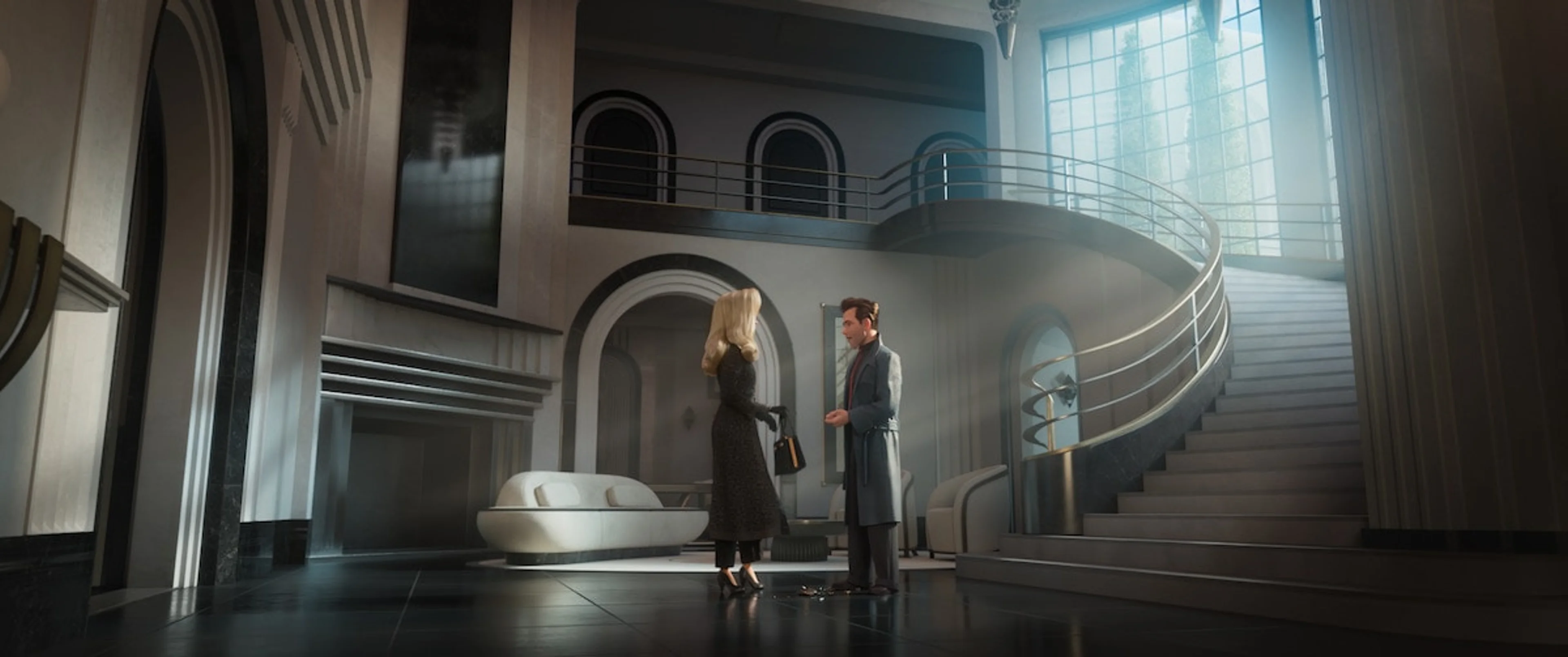 Official Ray Gunn film image 3 showing the futuristic city and its characters.