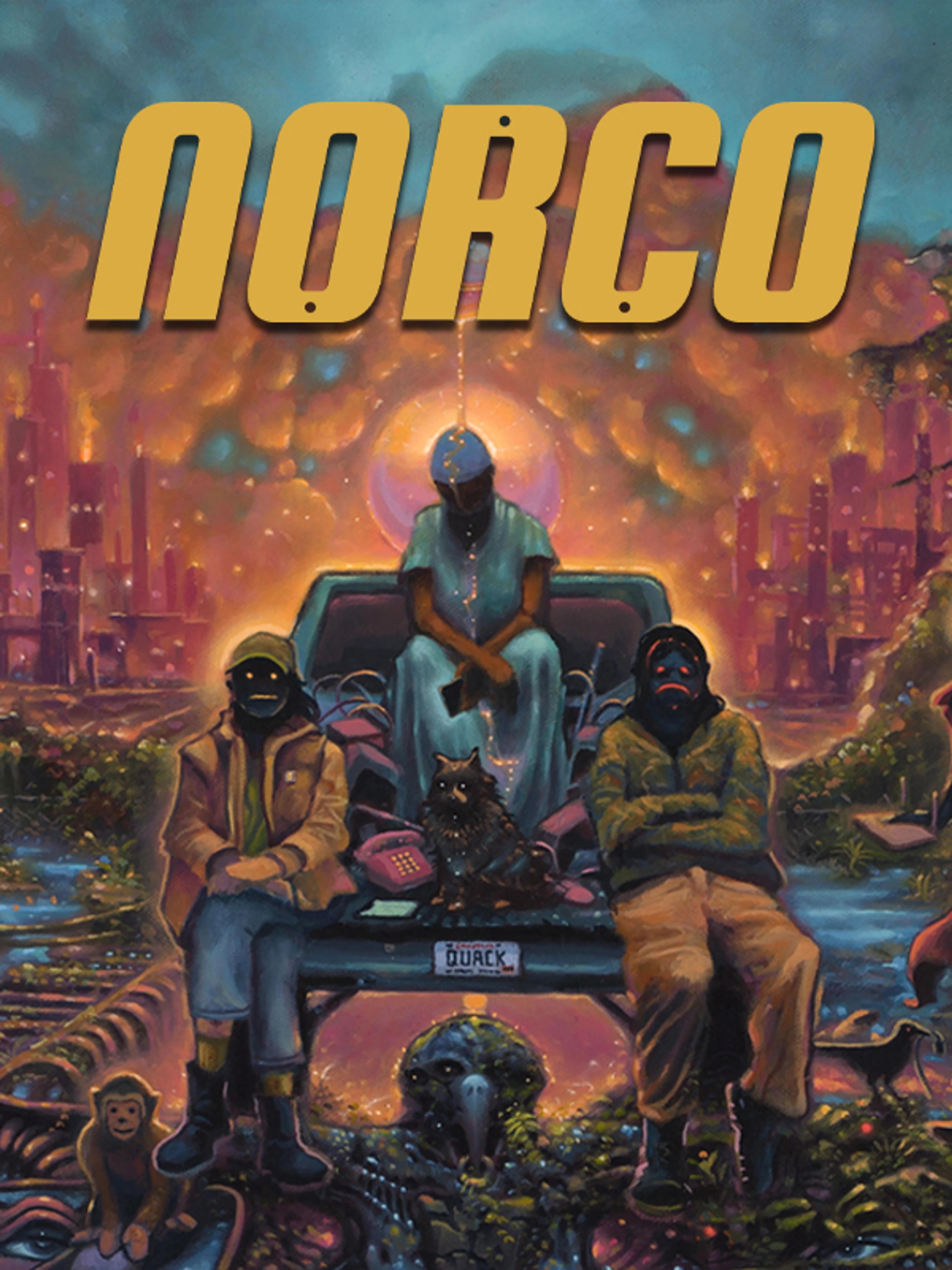 Official Norco poster with characters in an industrial Louisiana scene beneath the title.