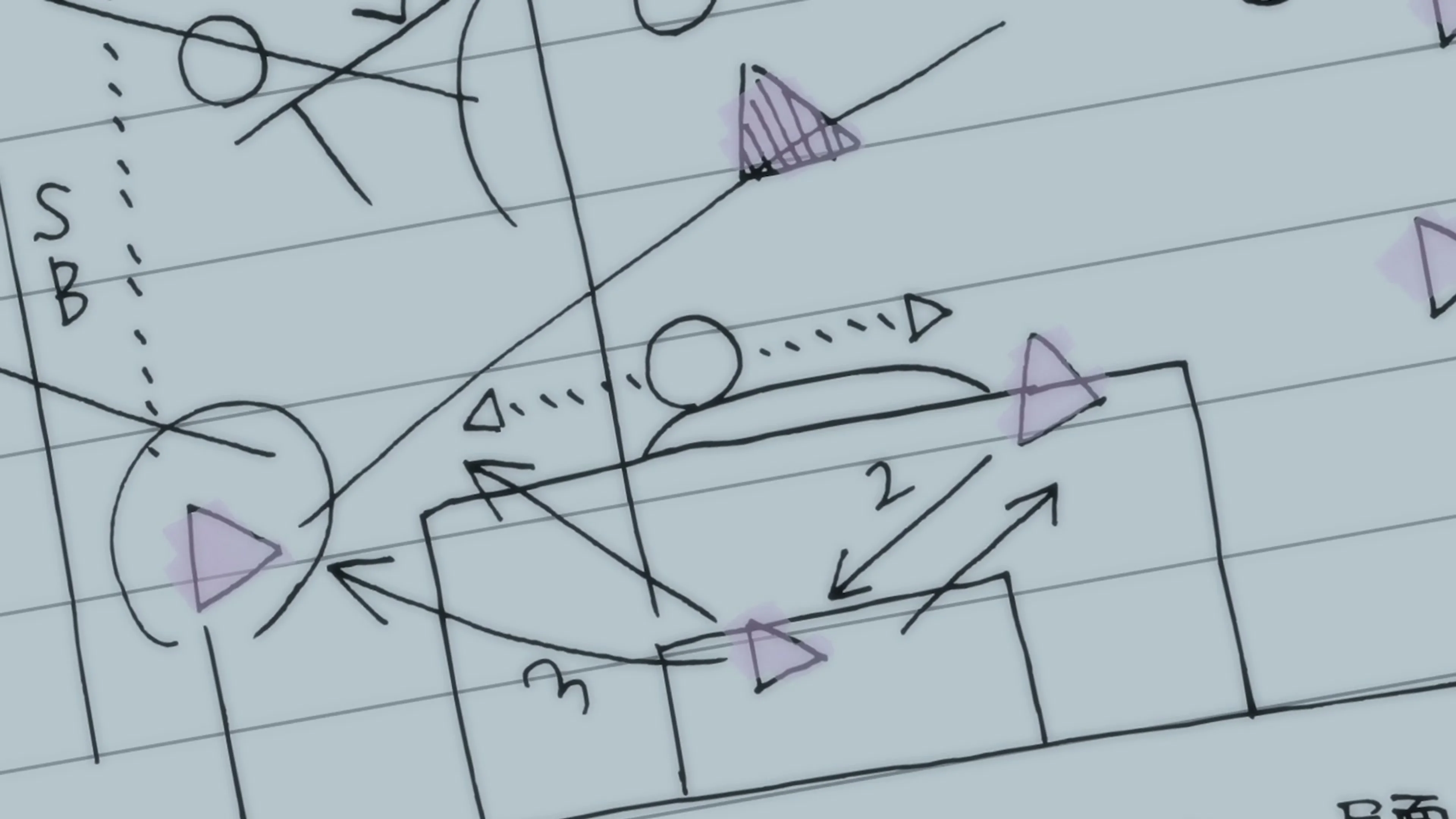 A hand-drawn soccer tactics diagram appears in the official Aoashi Season 2 trailer.