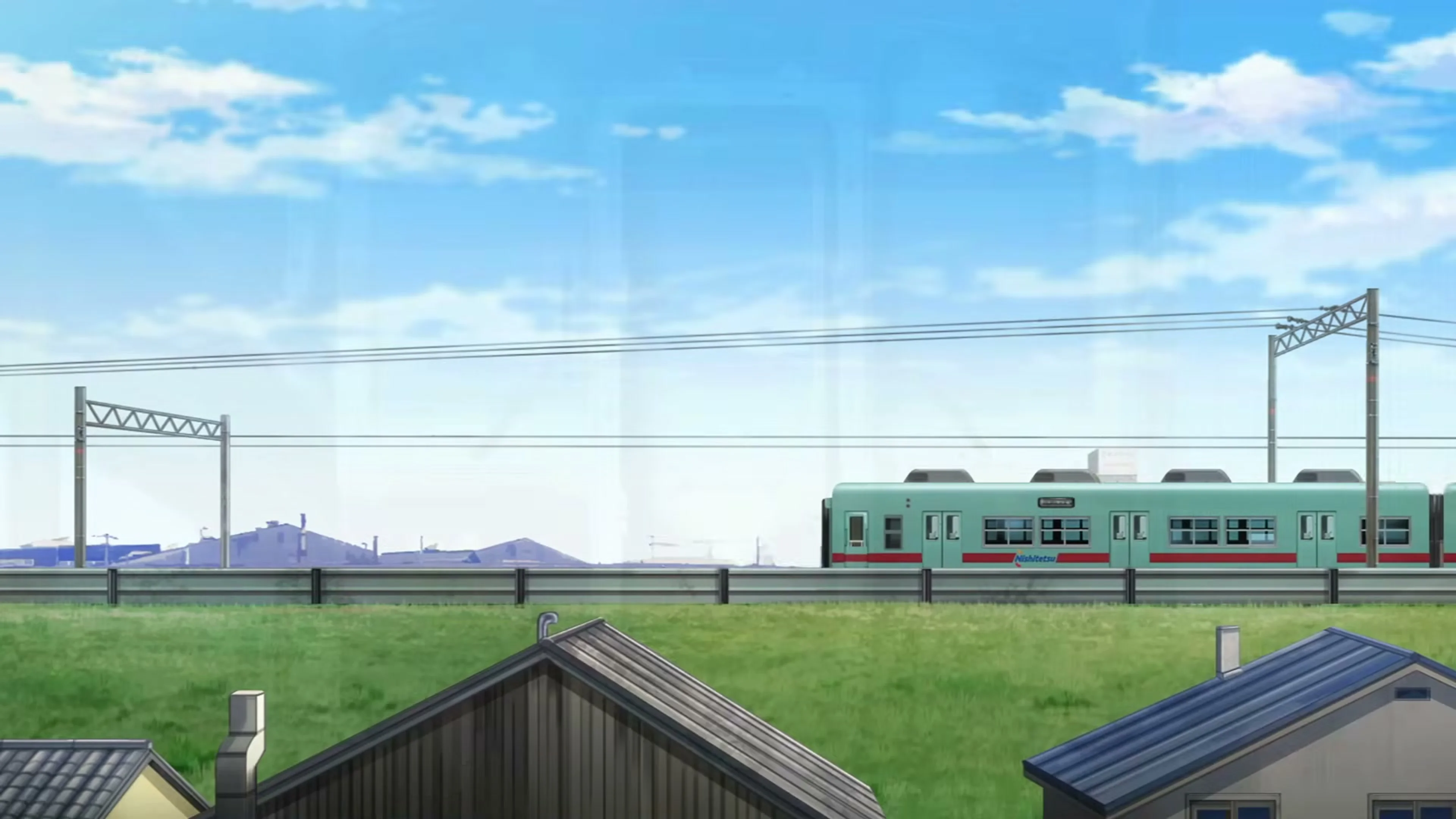 A passenger train travels through a green landscape in Tetsuryō!