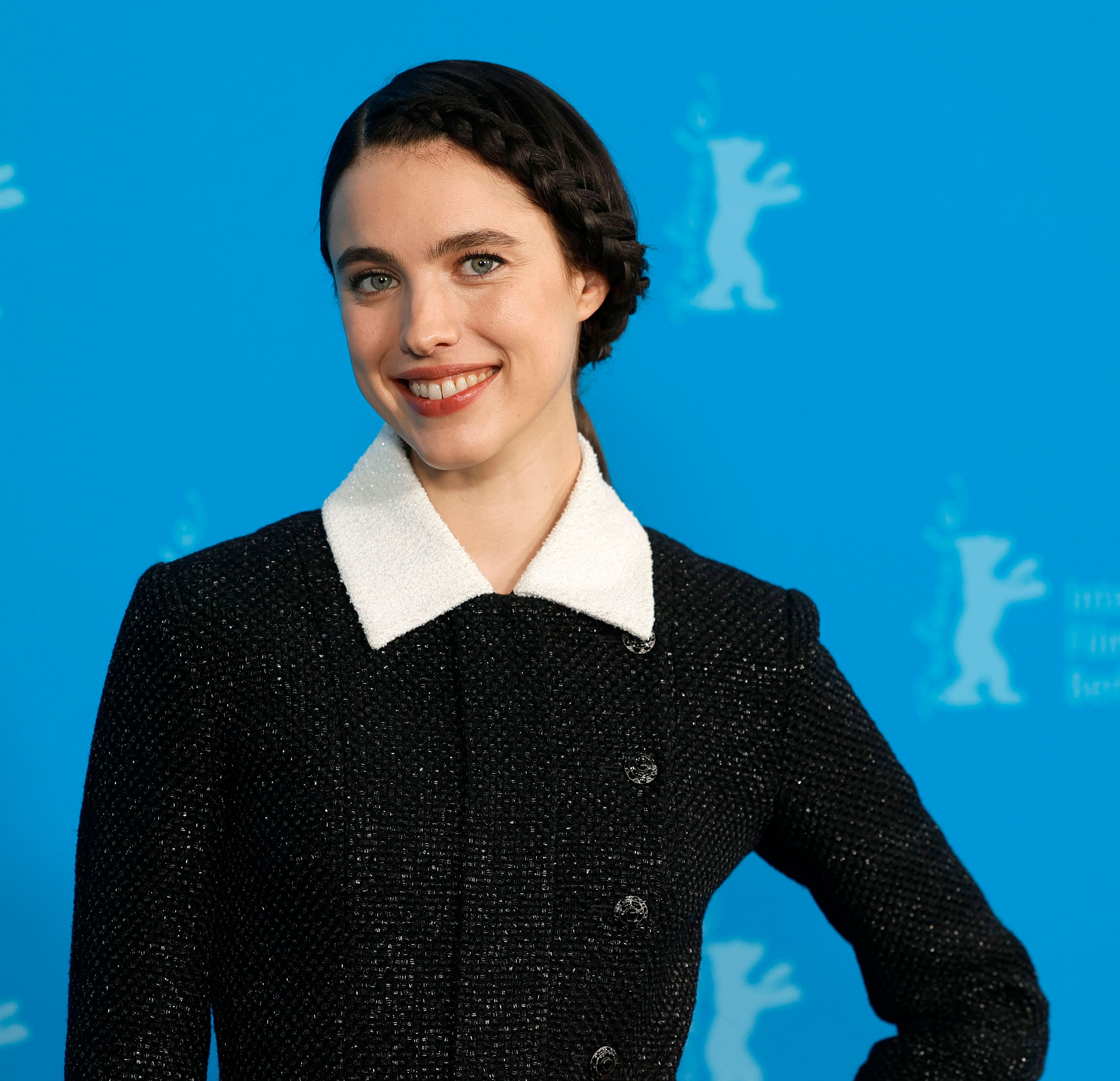 Margaret Qualley poses at the Berlin Film Festival in 2025.