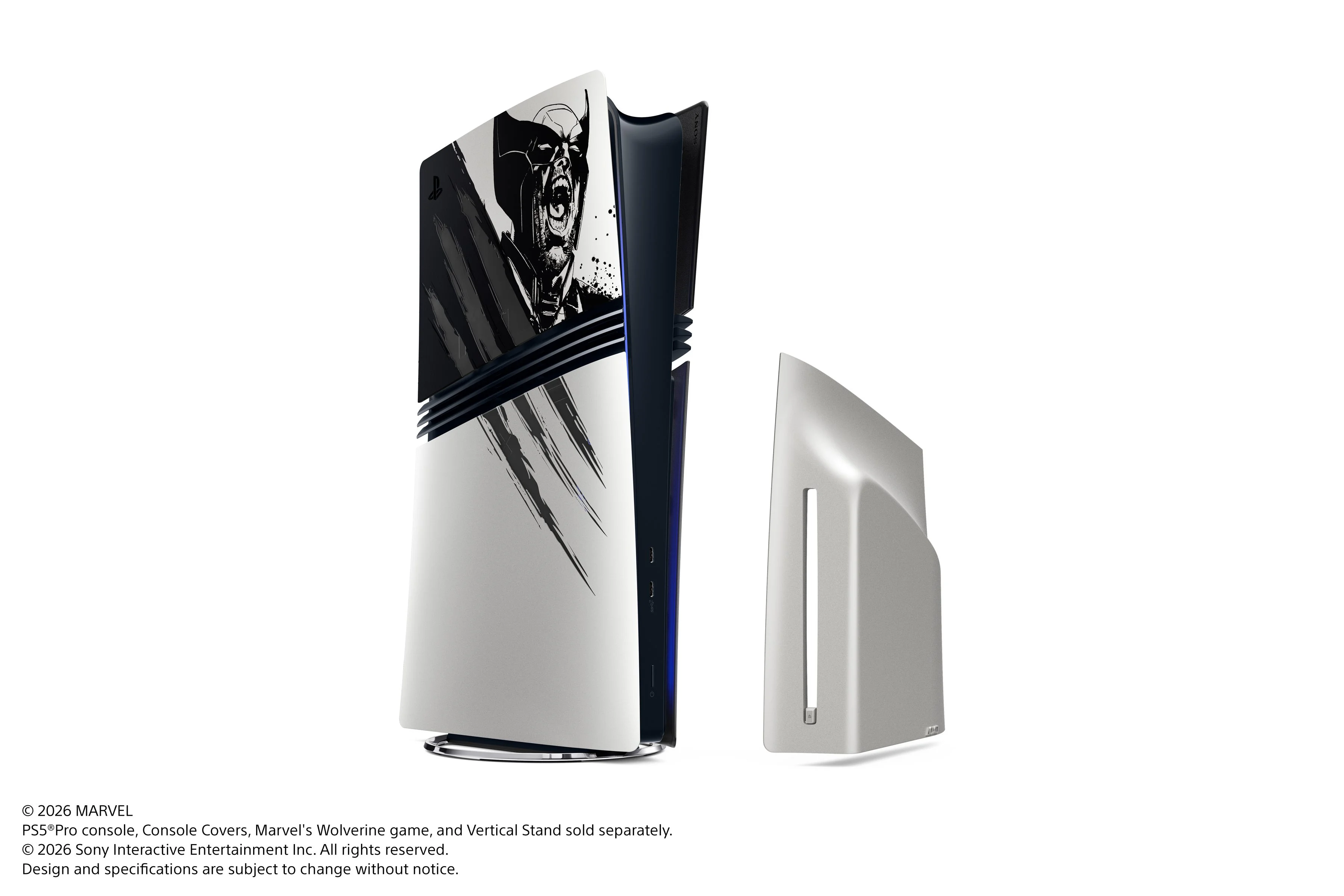 Marvel's Wolverine Adamantium Limited Edition PS5 Pro covers centered on a white background