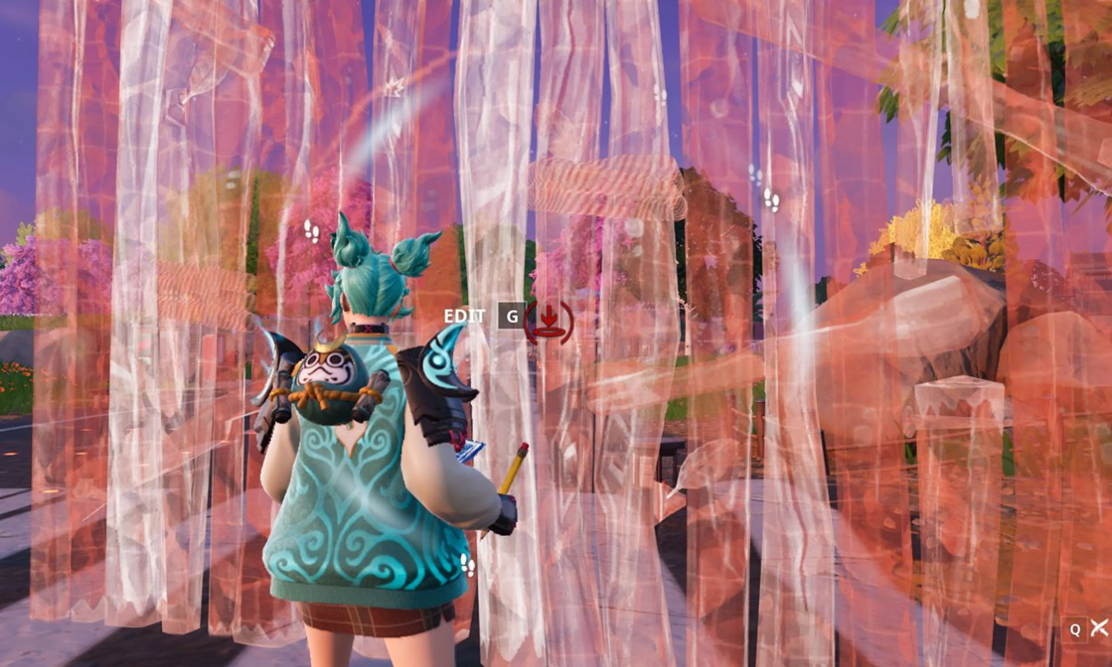 A Fortnite player preparing to edit a wall