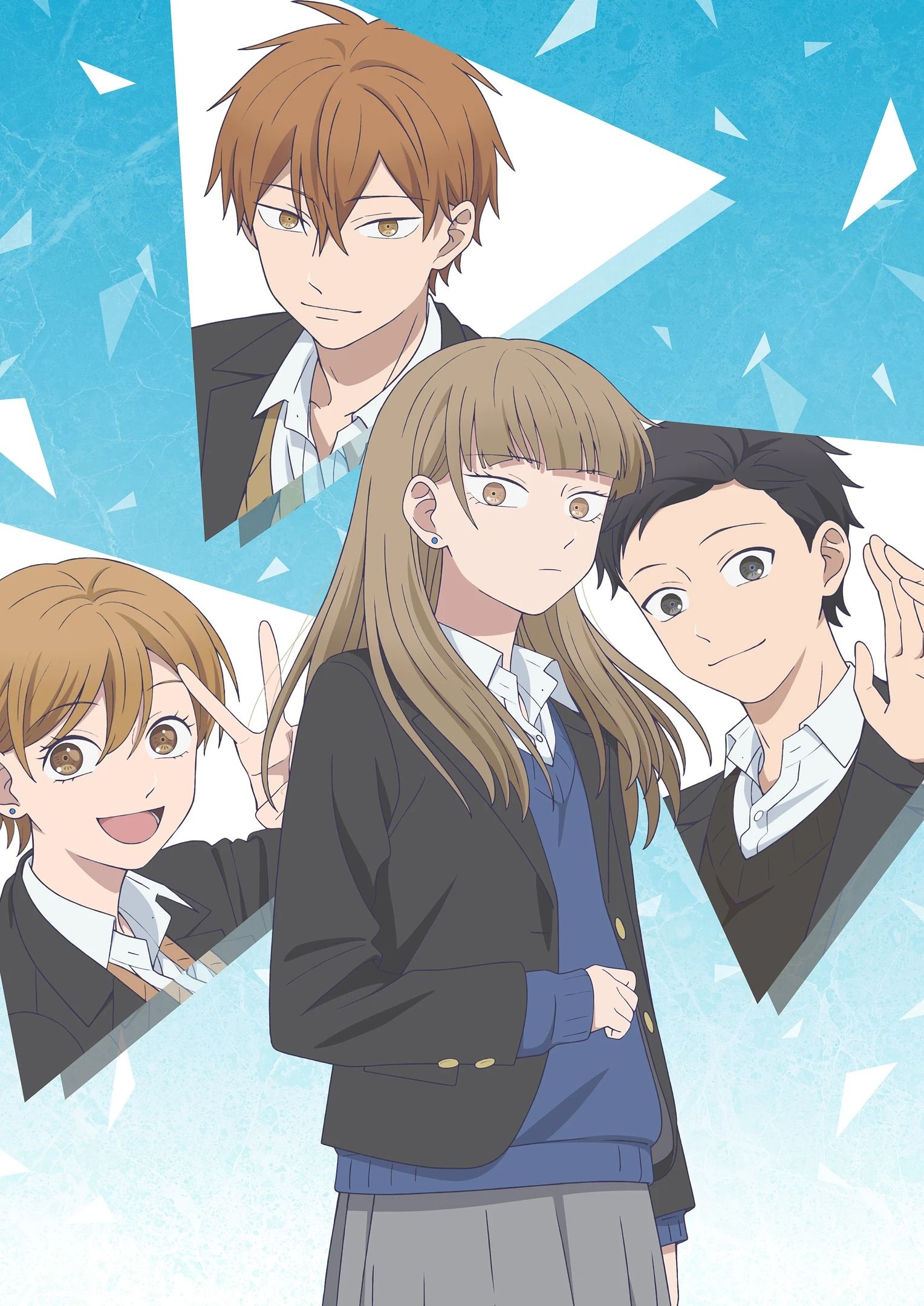 Koyuki, Miki, Minato and Yota appear together in official anime character art.