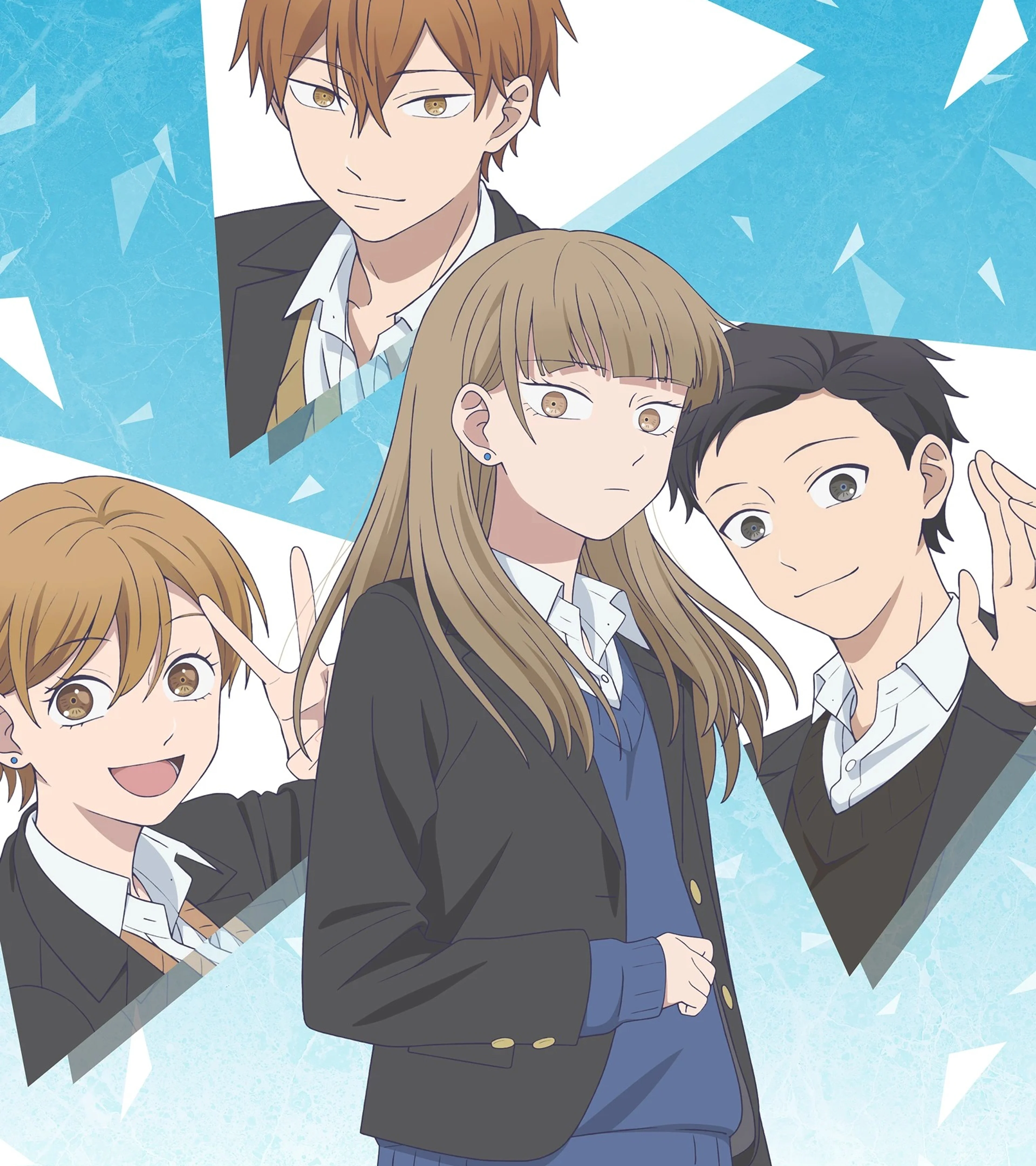Koyuki, Miki, Minato and Yota appear together in official anime character art.