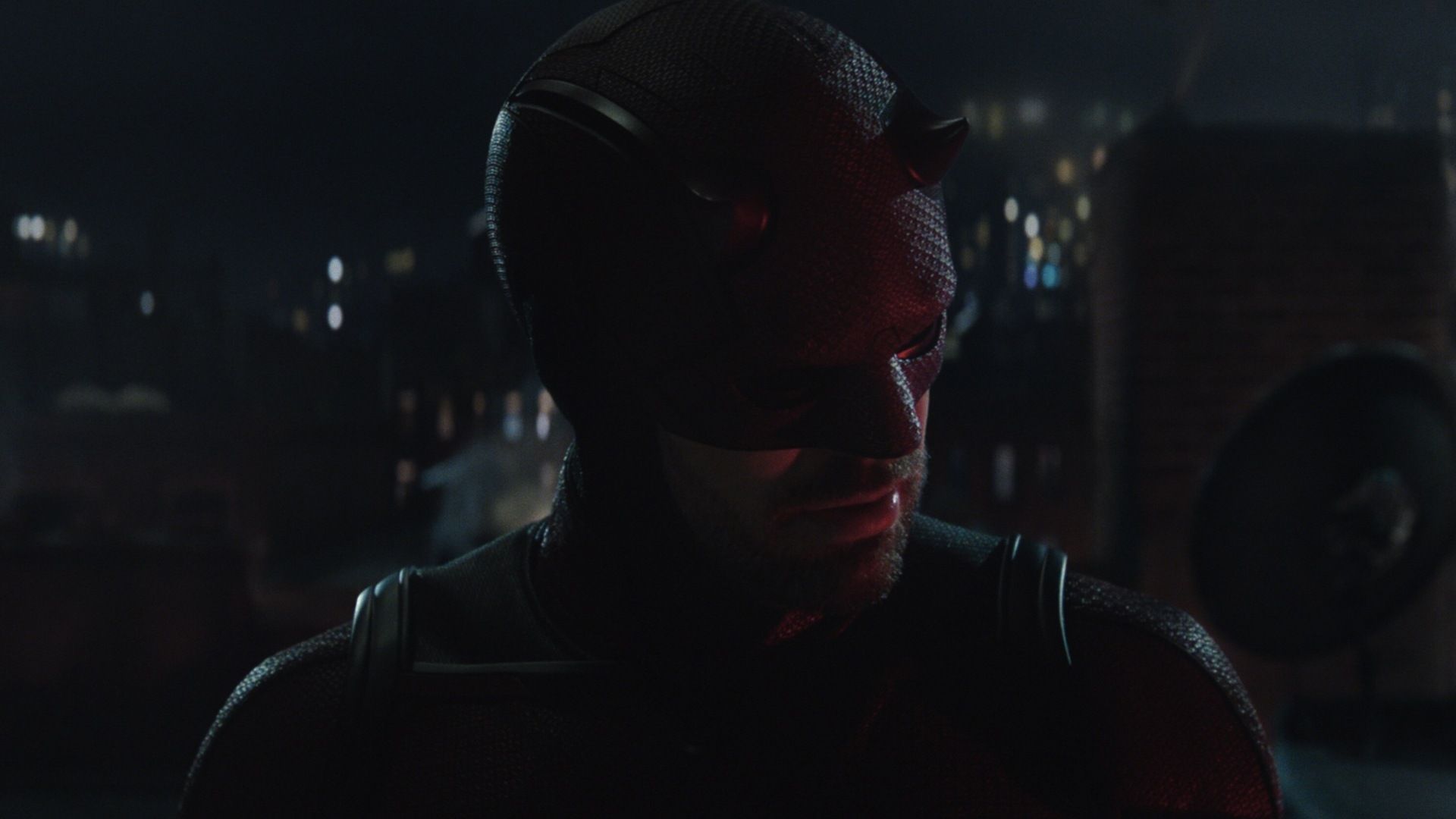 Charlie Cox wears the Daredevil mask in Daredevil: Born Again.