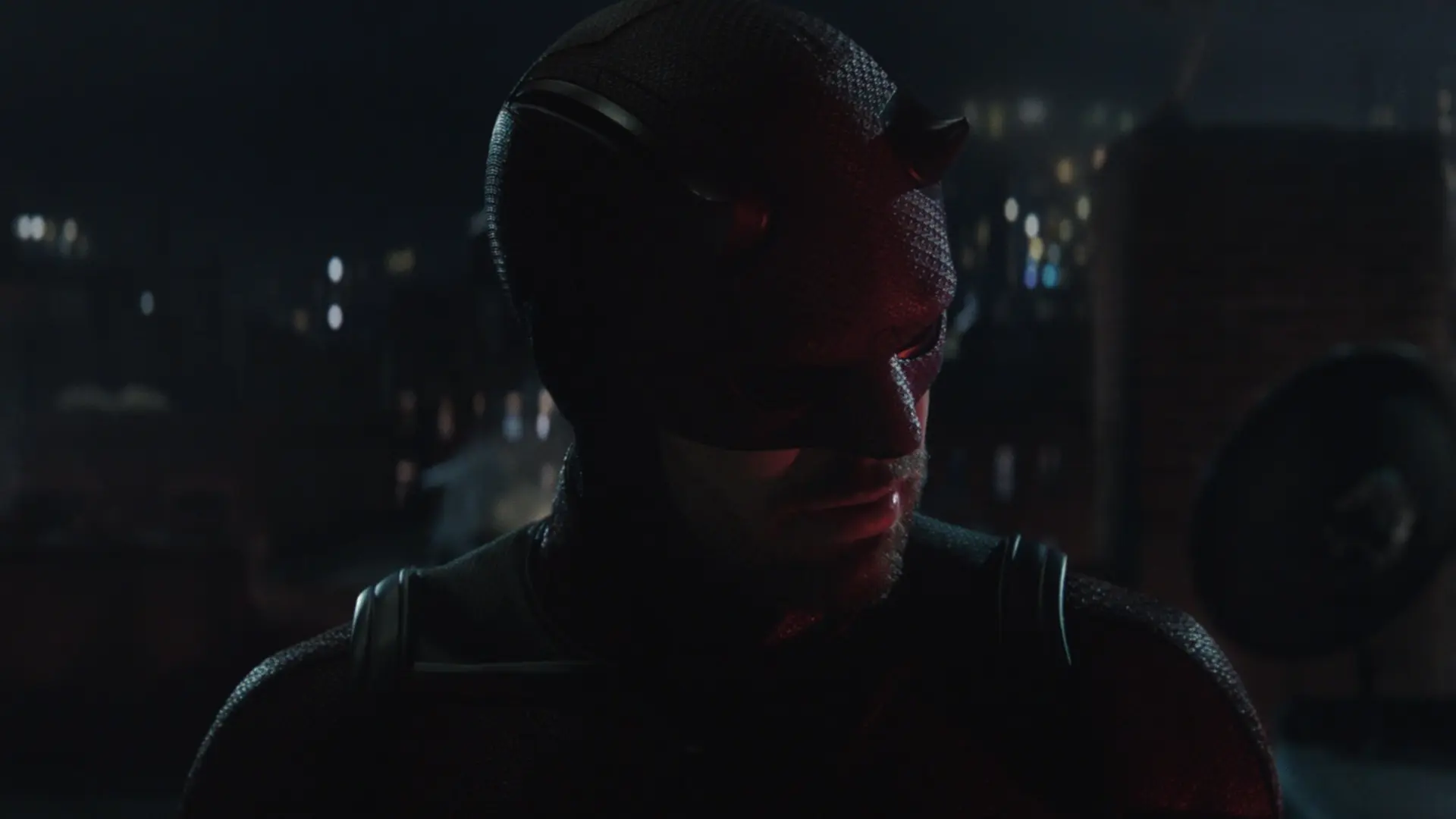 Charlie Cox wears the Daredevil mask in Daredevil: Born Again.