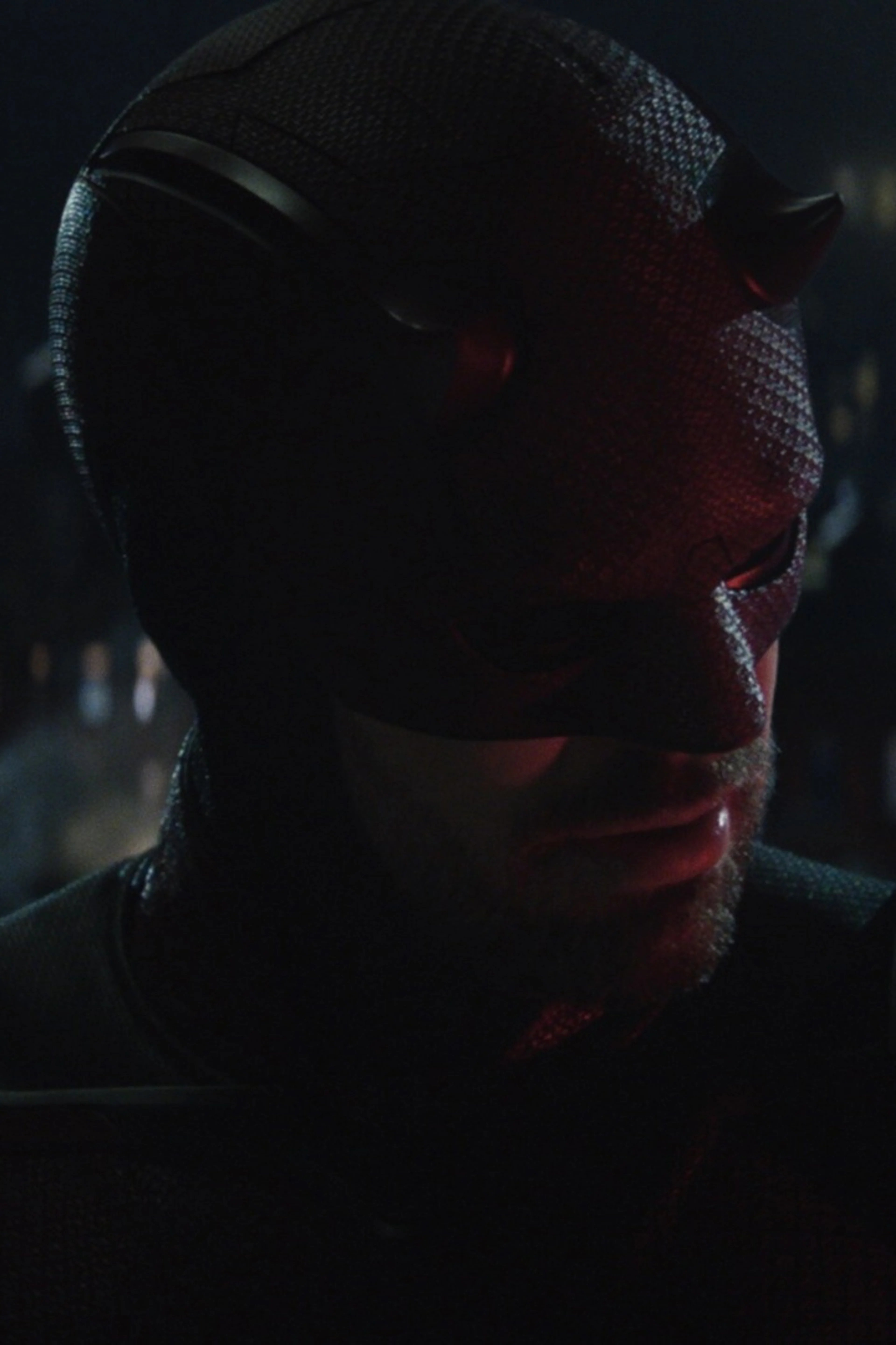 Charlie Cox wears the Daredevil mask in Daredevil: Born Again.