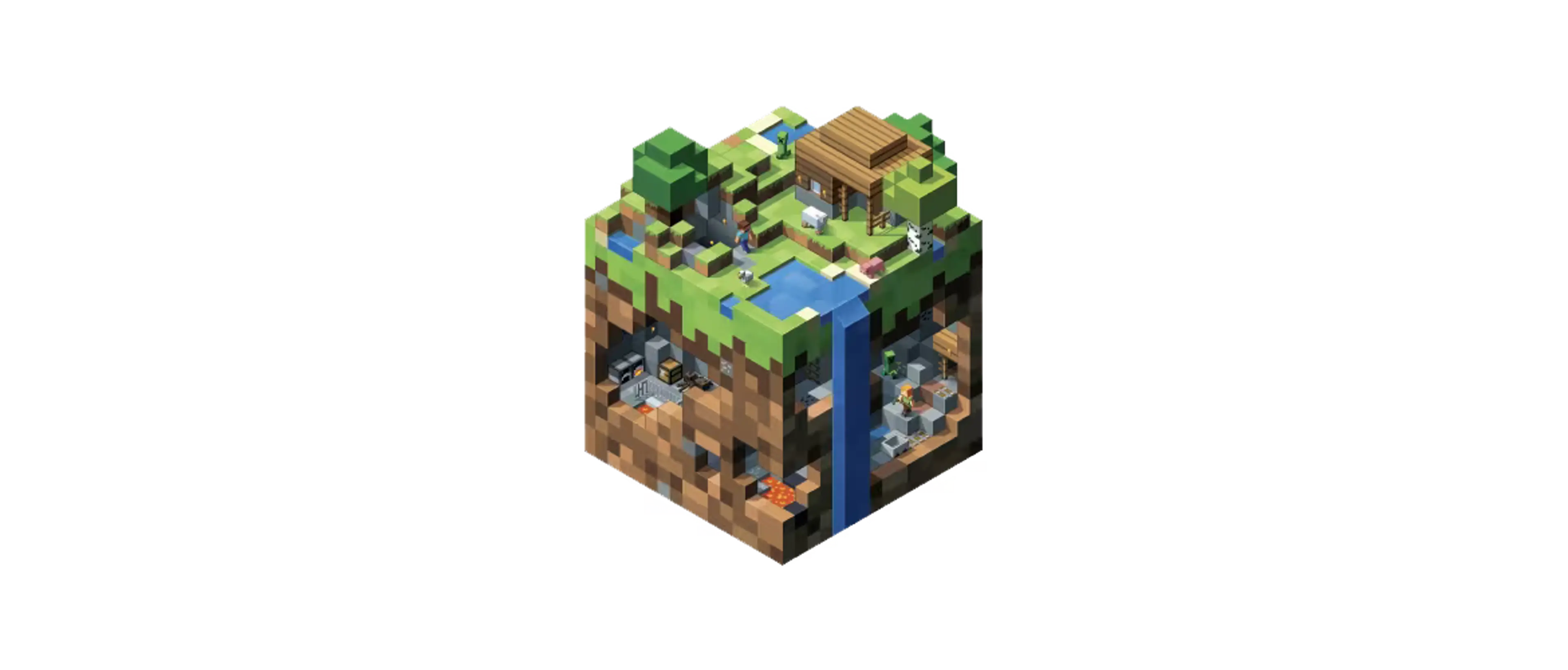 Official Minecraft art showing an early exploration setup for a new survival world.