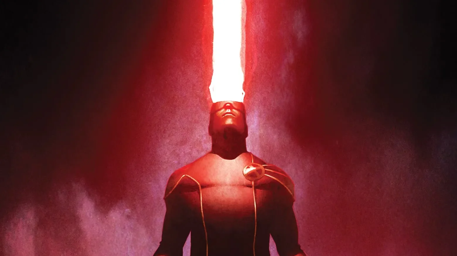 Cyclops wearing his blue and yellow X-Men uniform in official Marvel comic artwork