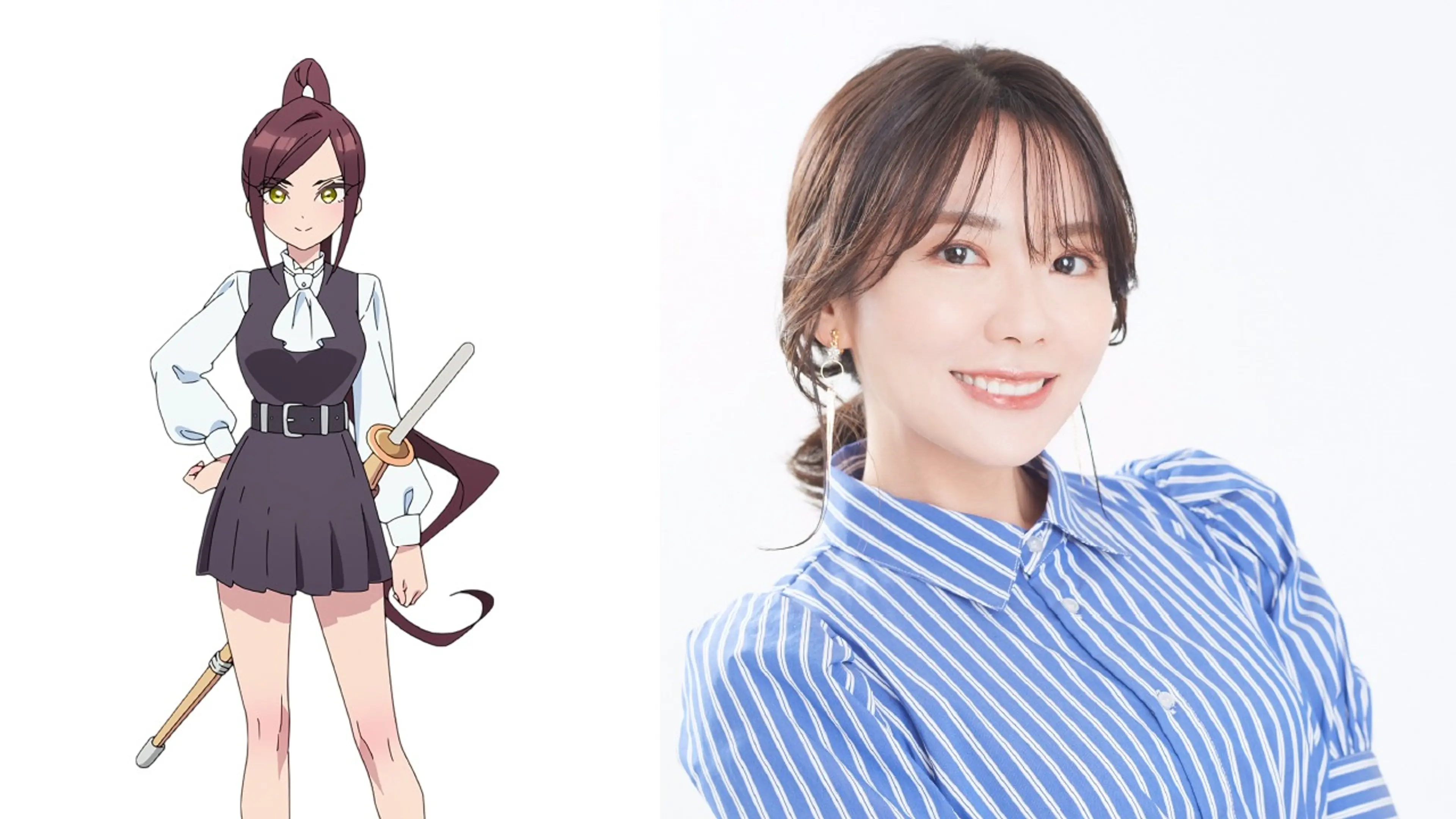 Kishika Torotoro stands beside voice actor Yumika Yano in official The 100 Girlfriends Season 3 cast artwork.