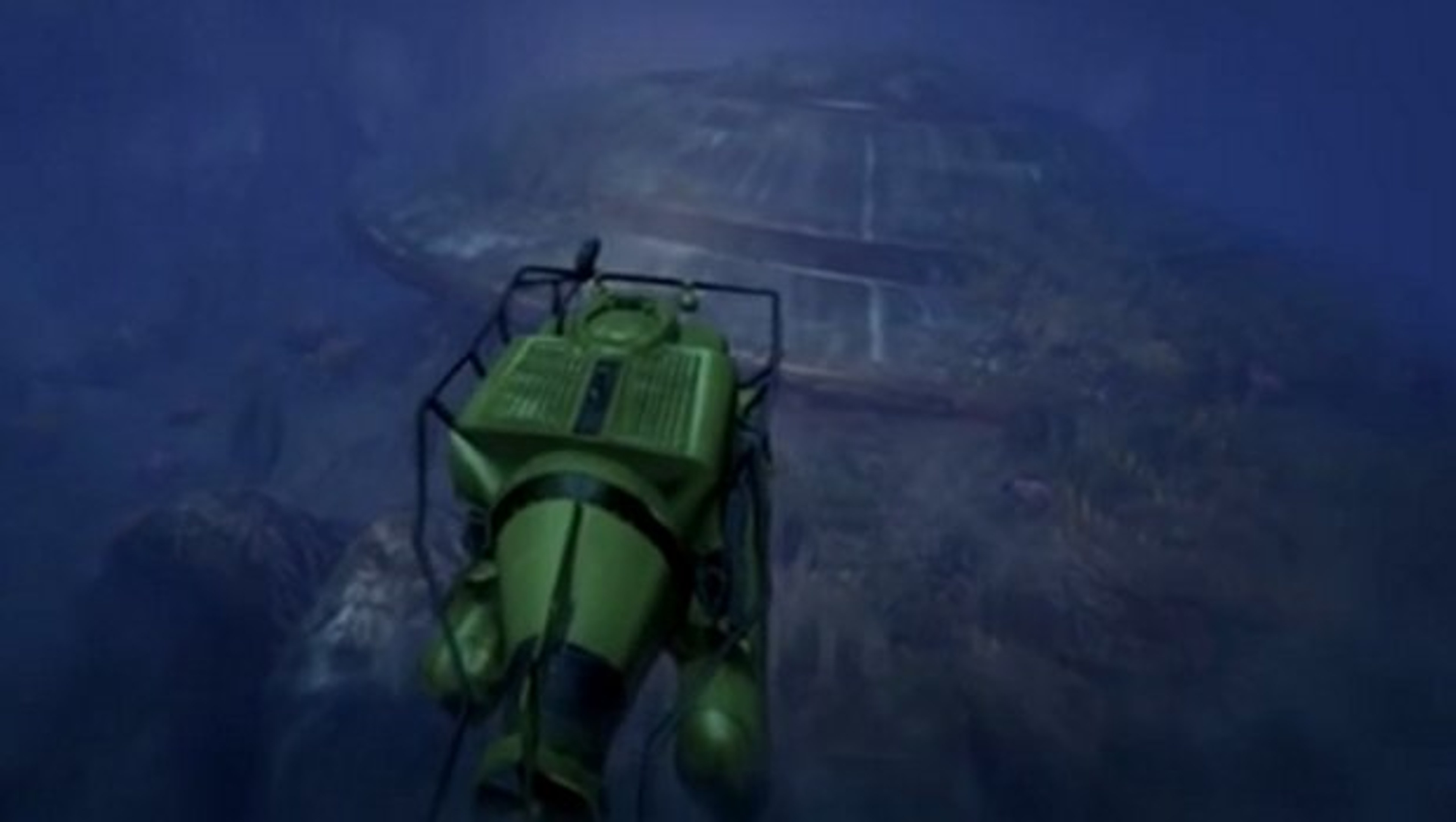 A crashed UFO on the ocean floor in GTA 5.