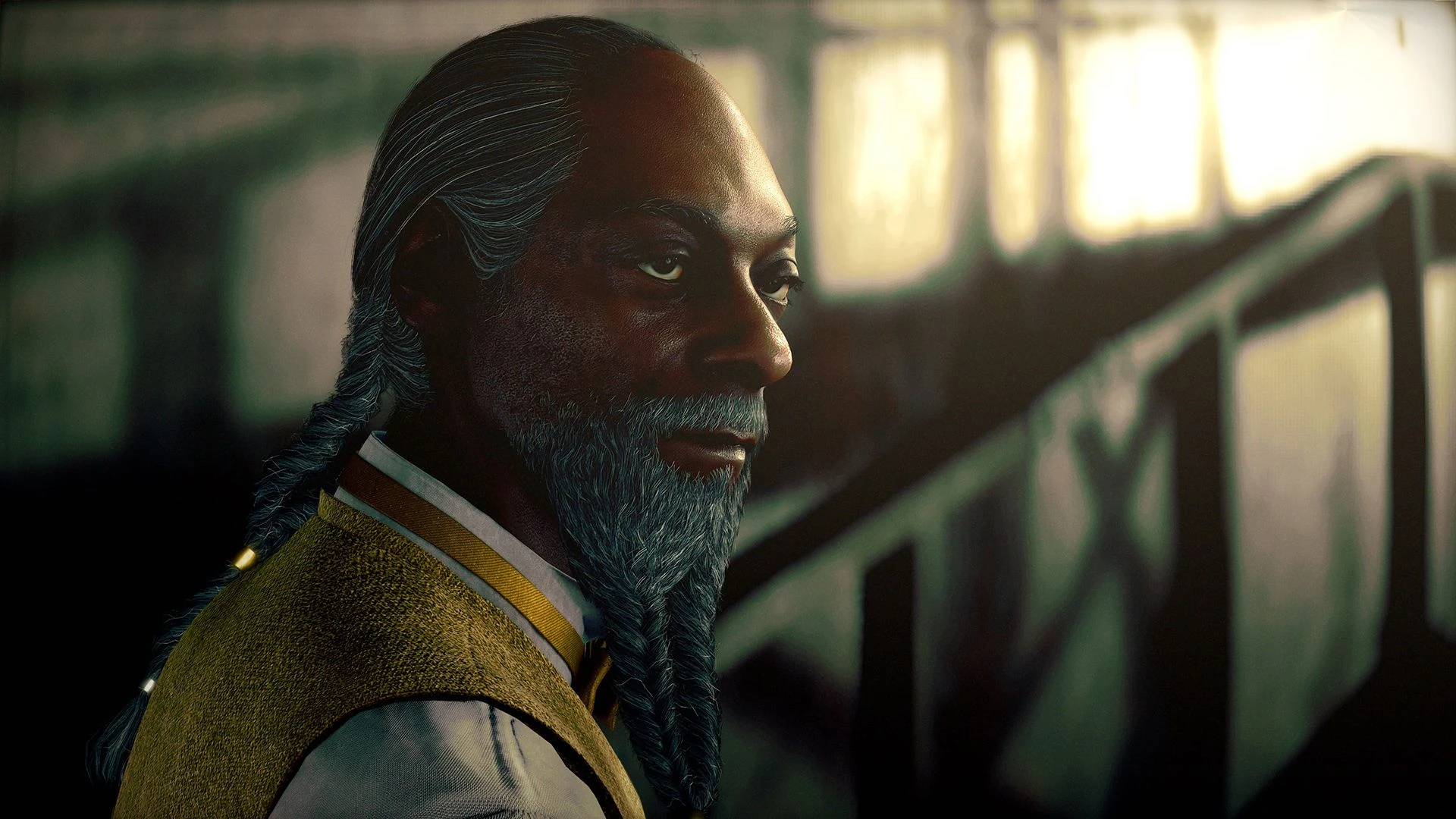 Orpheus, the Stranger Than Heaven character portrayed by Snoop Dogg, looks over his shoulder inside a ship.