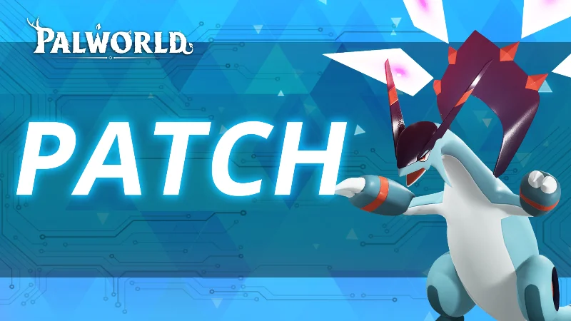 Official Palworld patch artwork featuring a Pal beside the word Patch.