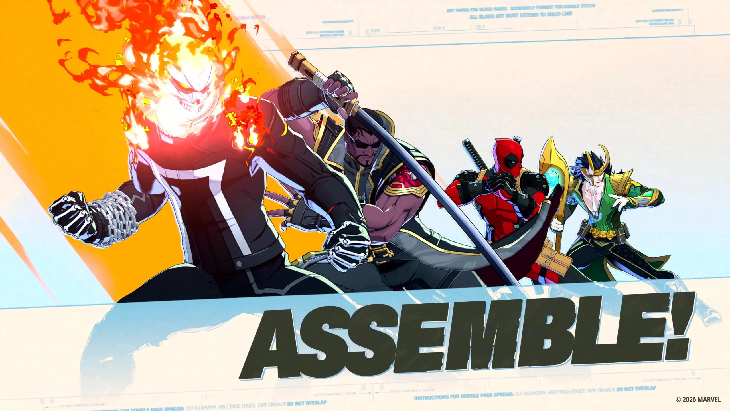 Deadpool joins Blade, Ghost Rider, and Loki in the Samurai Outriders artwork for MARVEL Tōkon: Fighting Souls.