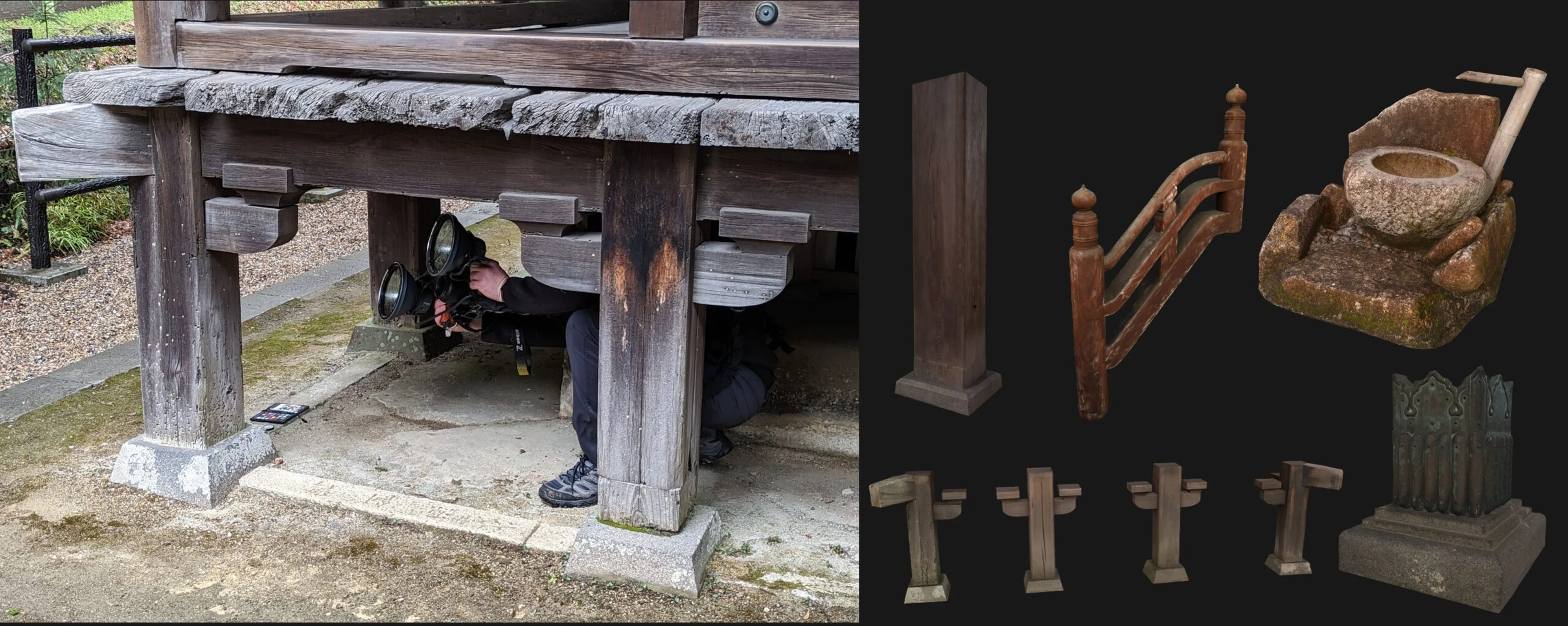 Insomniac compares Japanese architectural details with reusable digital environment assets for Marvel’s Wolverine.