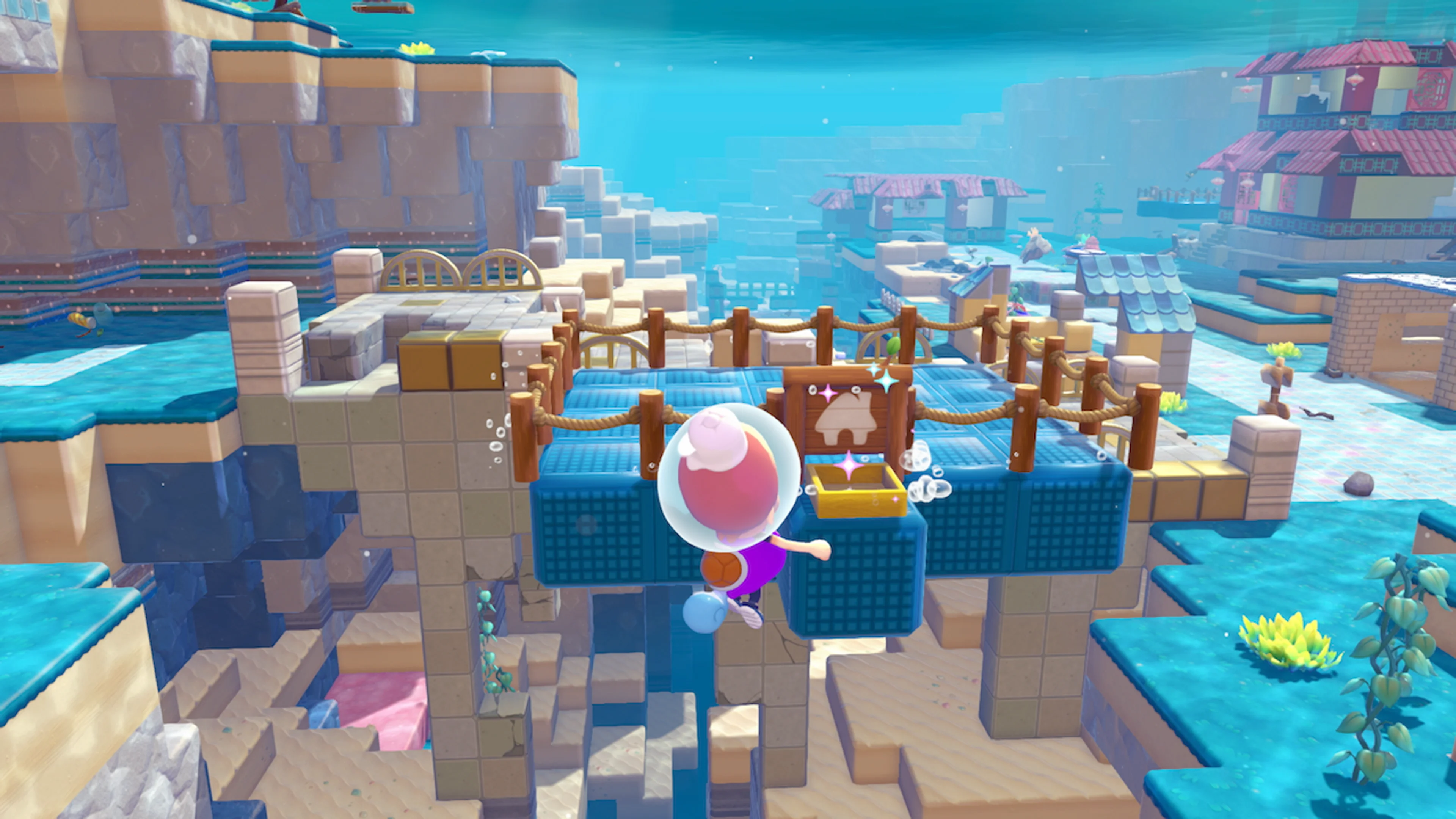 Ditto using buoyant blocks to build a floating underwater platform