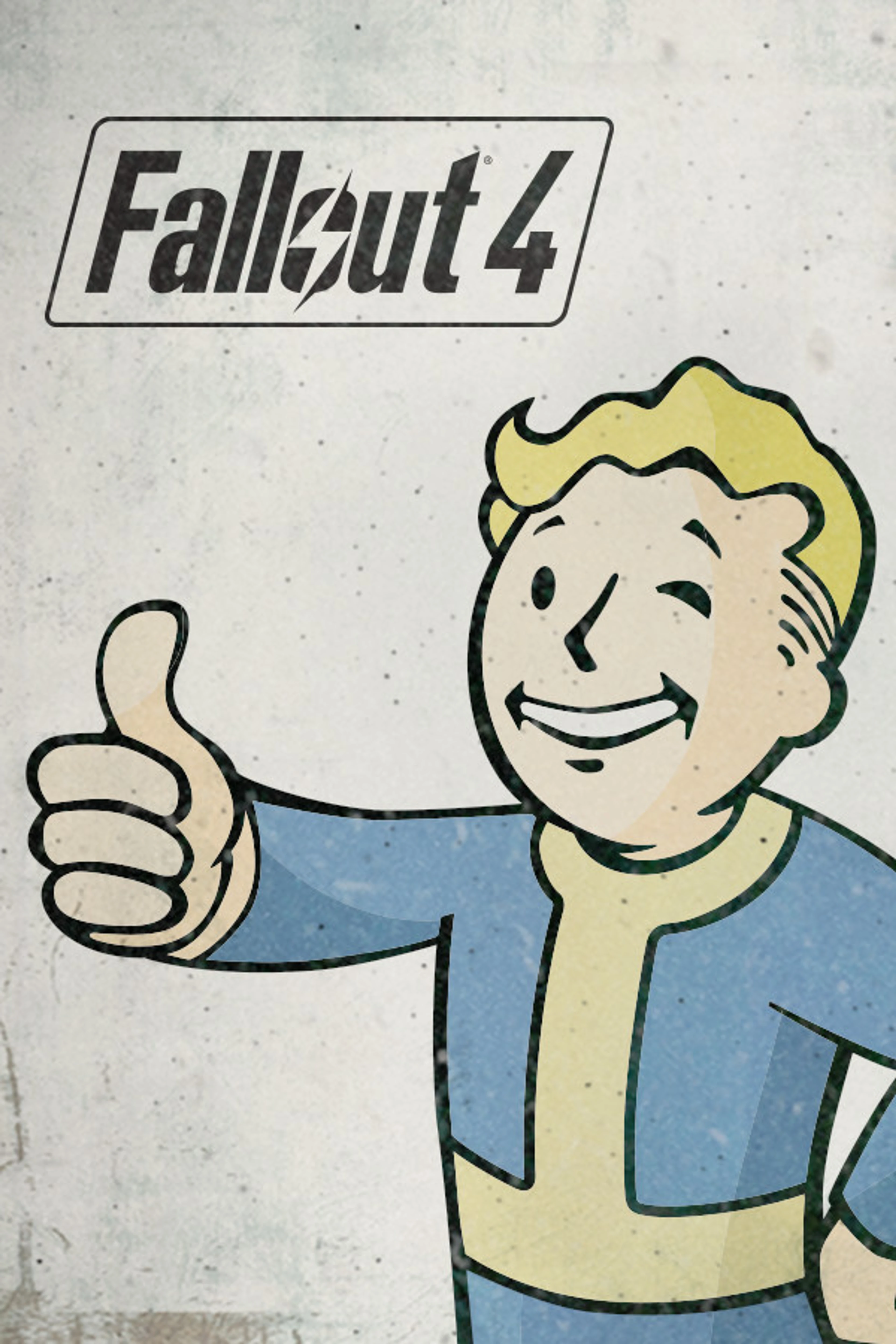 Official Fallout 4 poster with Vault Boy giving a thumbs-up beneath the native game logo.