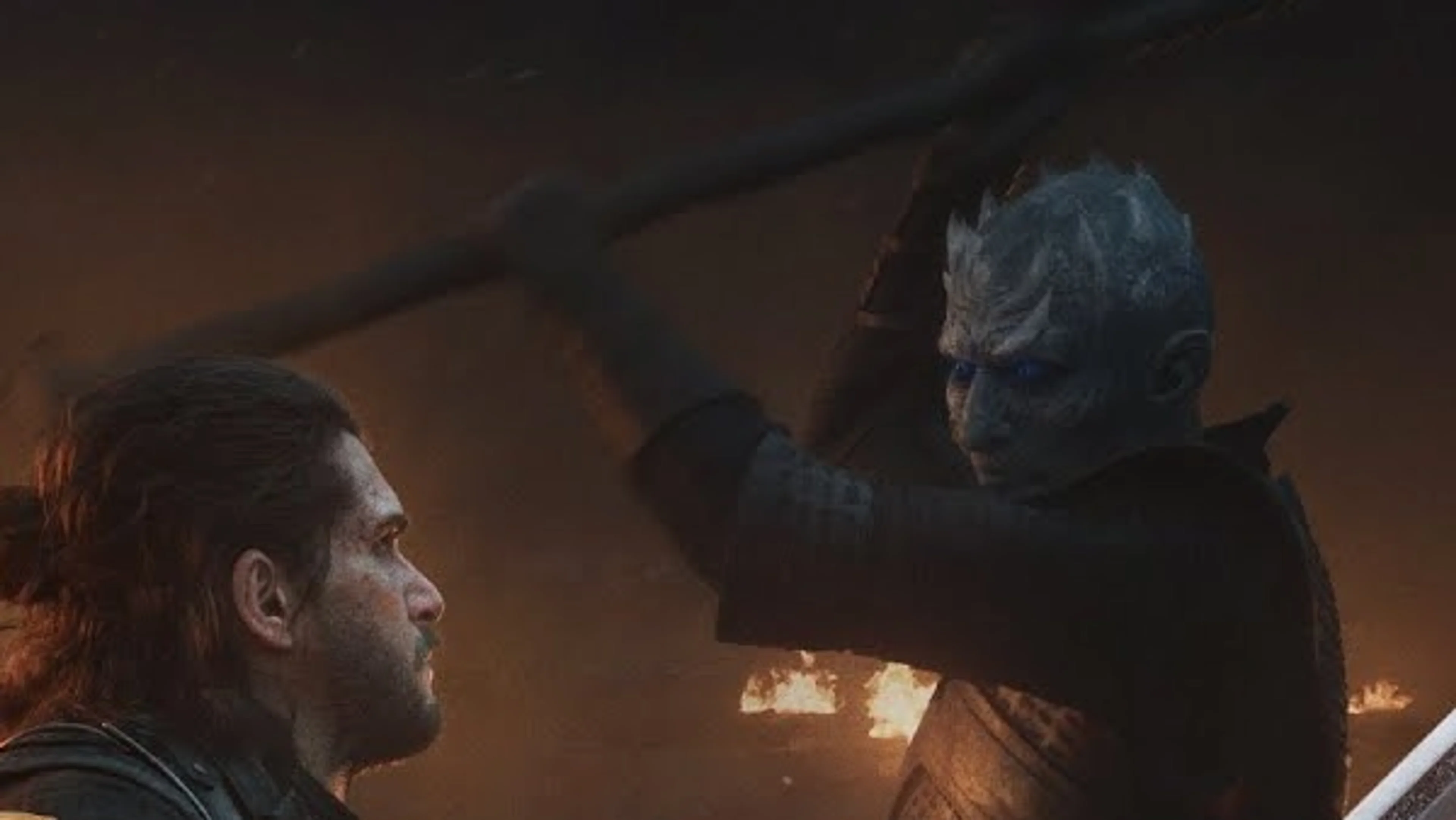 A Jon Snow-like warrior faces the Night King in a clean Game of Thrones: War for Westeros image.