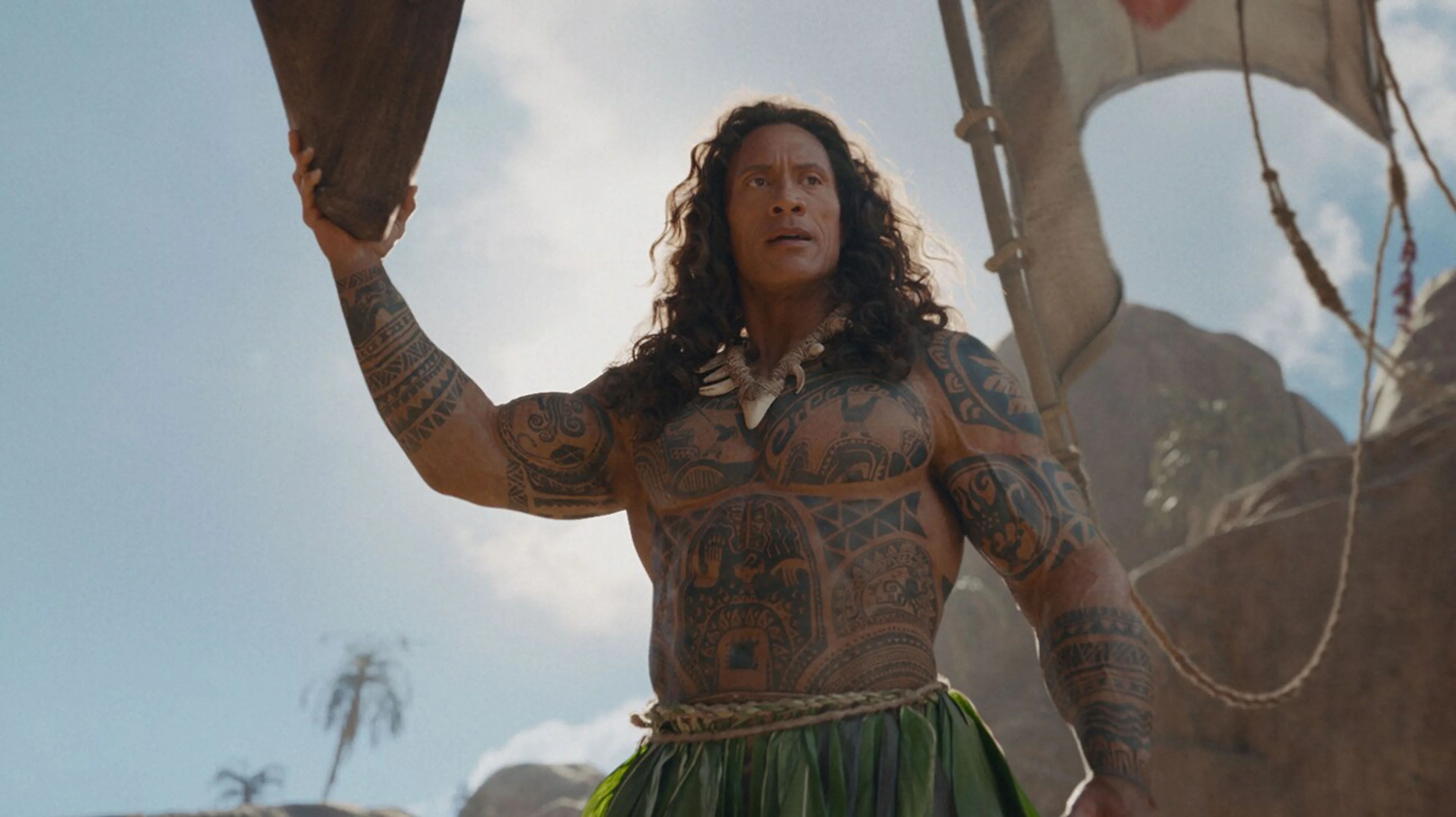 Dwayne Johnson as Maui in the live-action Moana film.