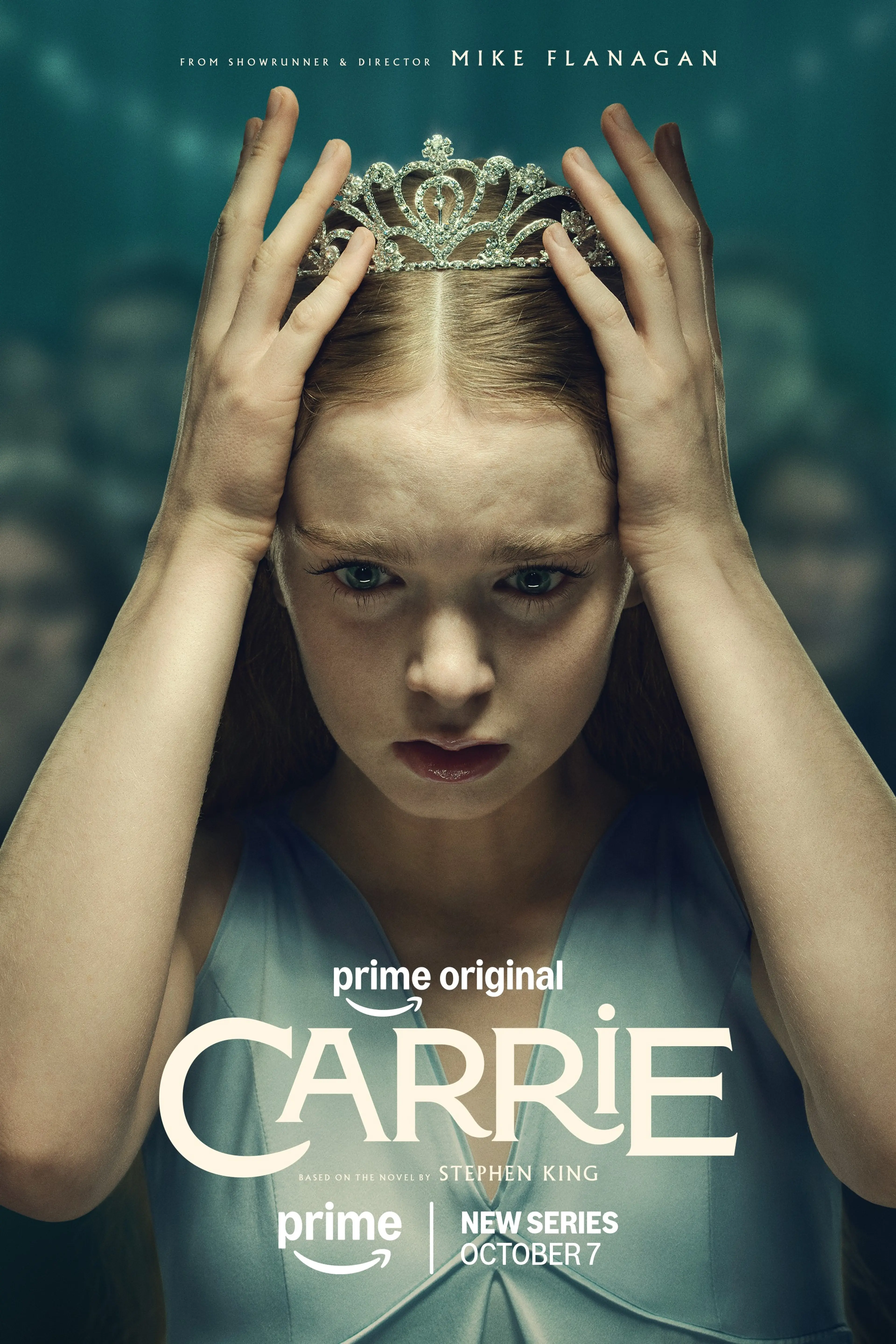 Official 2026 Carrie Prime Video portrait poster showing Summer H. Howell wearing a crown above the October 7 release date.