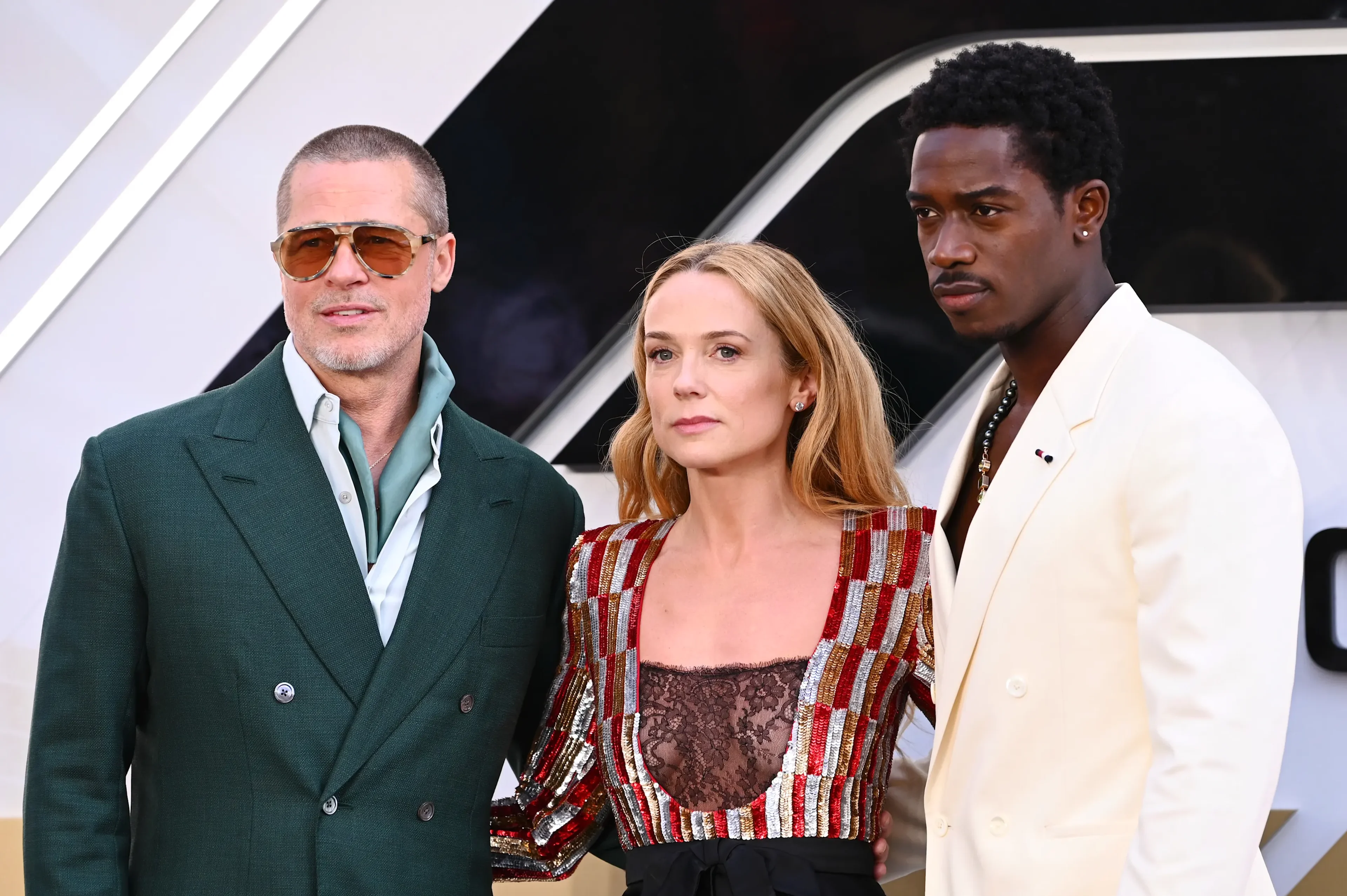 Brad Pitt, Kerry Condon, and Damson Idris at the F1 The Movie premiere.